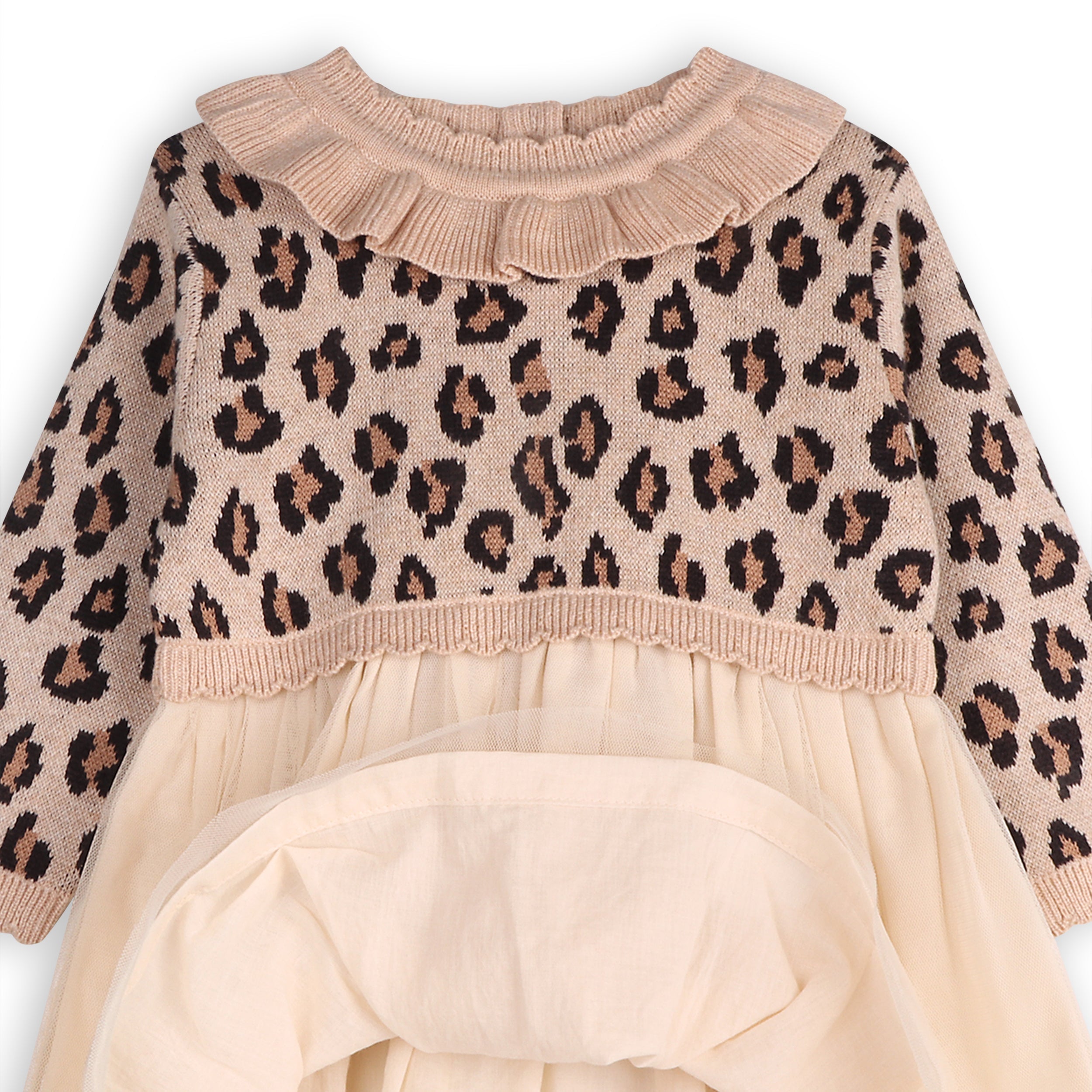Leopard Jacquard Sweater Knit Baby Tutu Dress (Organic Cotton)