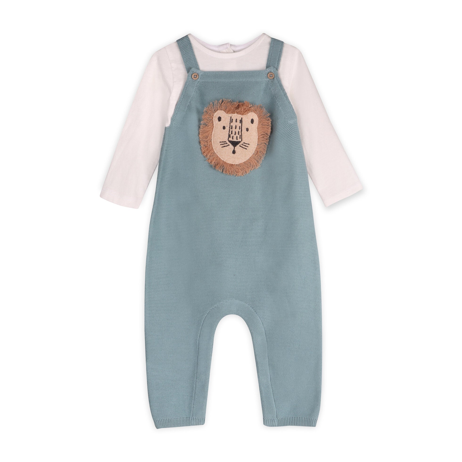 Lion Applique Sweater Knit Baby Overall Set  (Organic Cotton)
