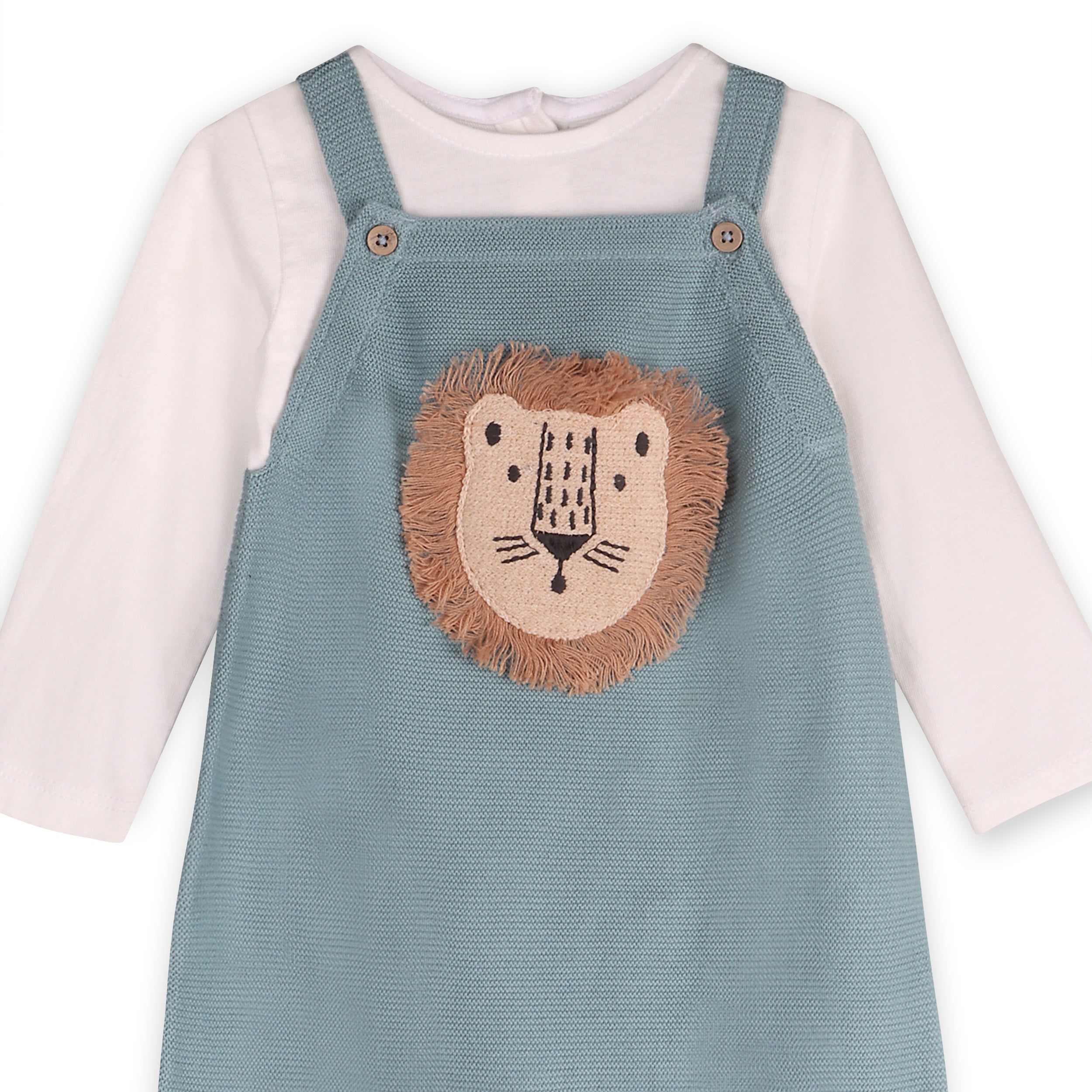 Lion Applique Sweater Knit Baby Overall Set  (Organic Cotton)