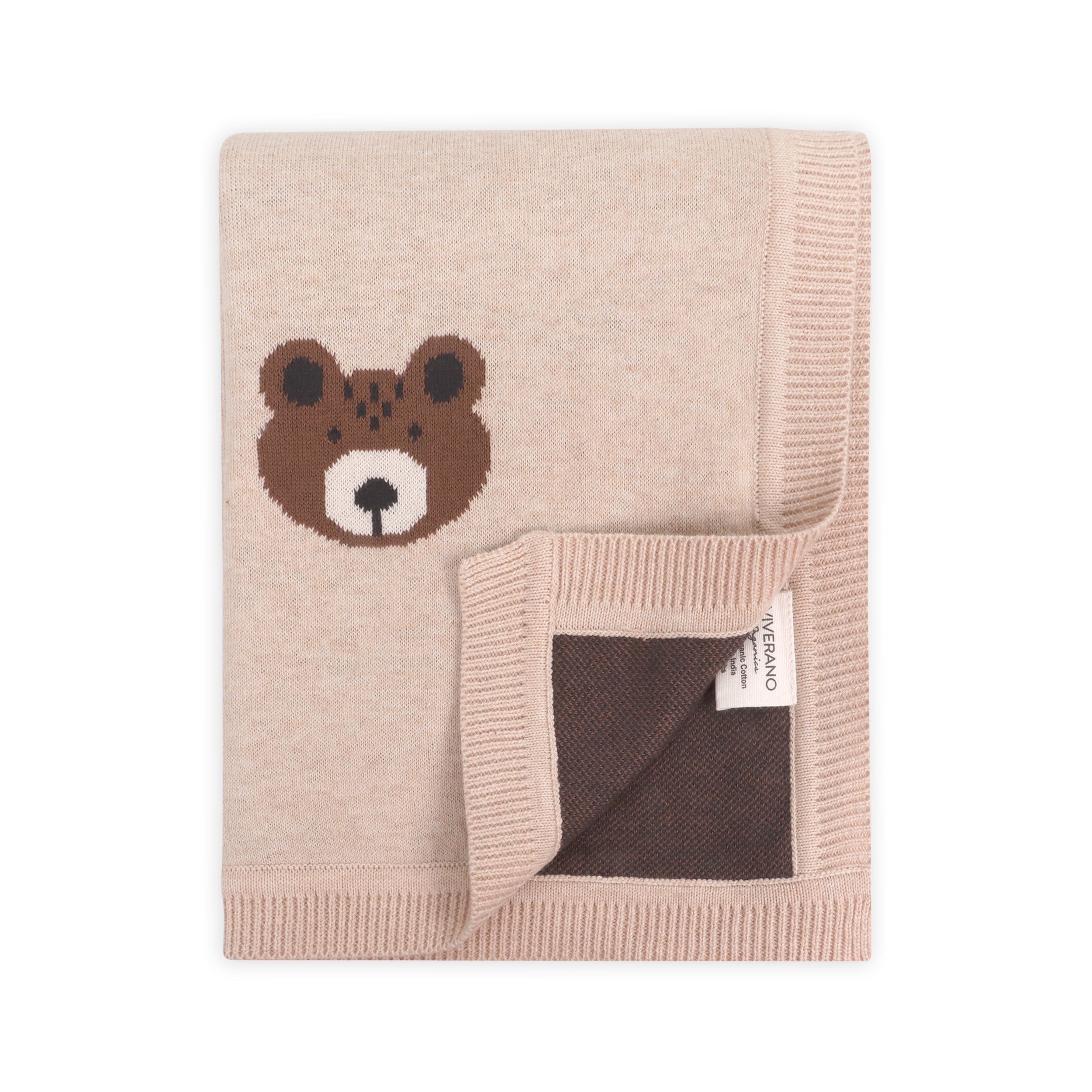 Brown Bear - Organic Cotton Jacquard Knit Baby Blanket