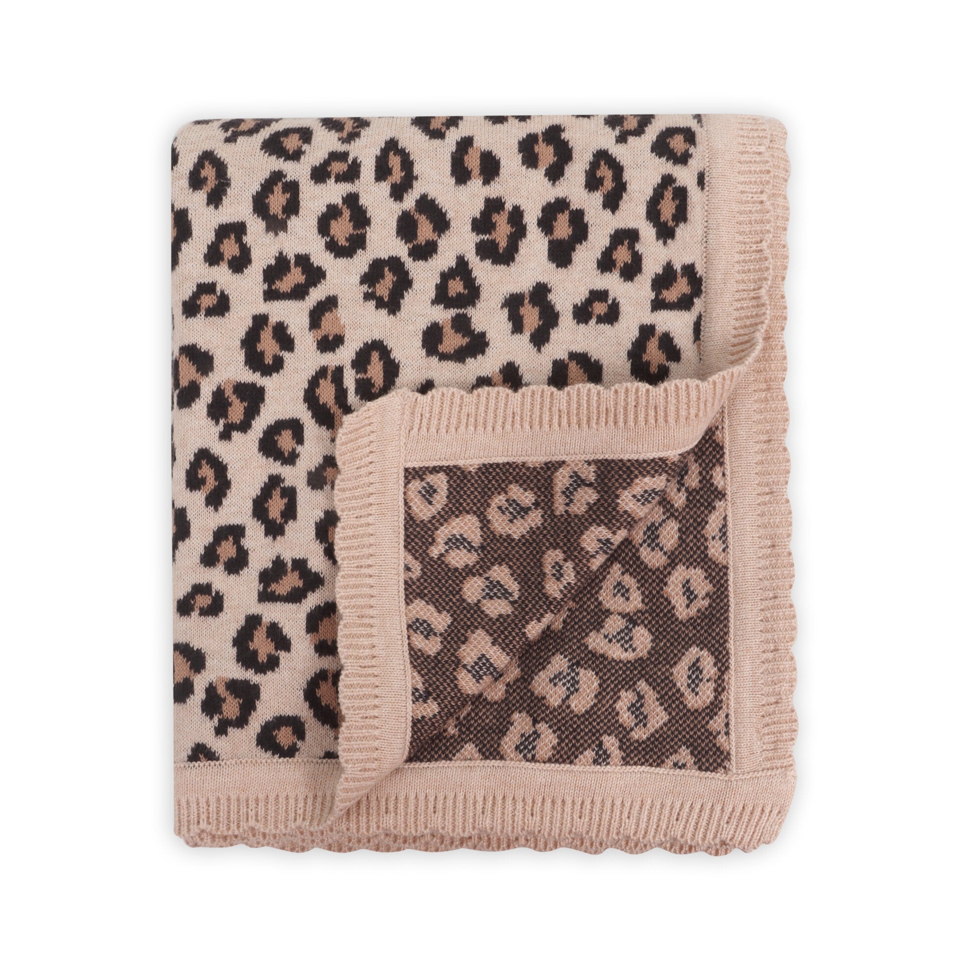 Leopard Animal - Organic Cotton Jacquard Knit Baby Blanket
