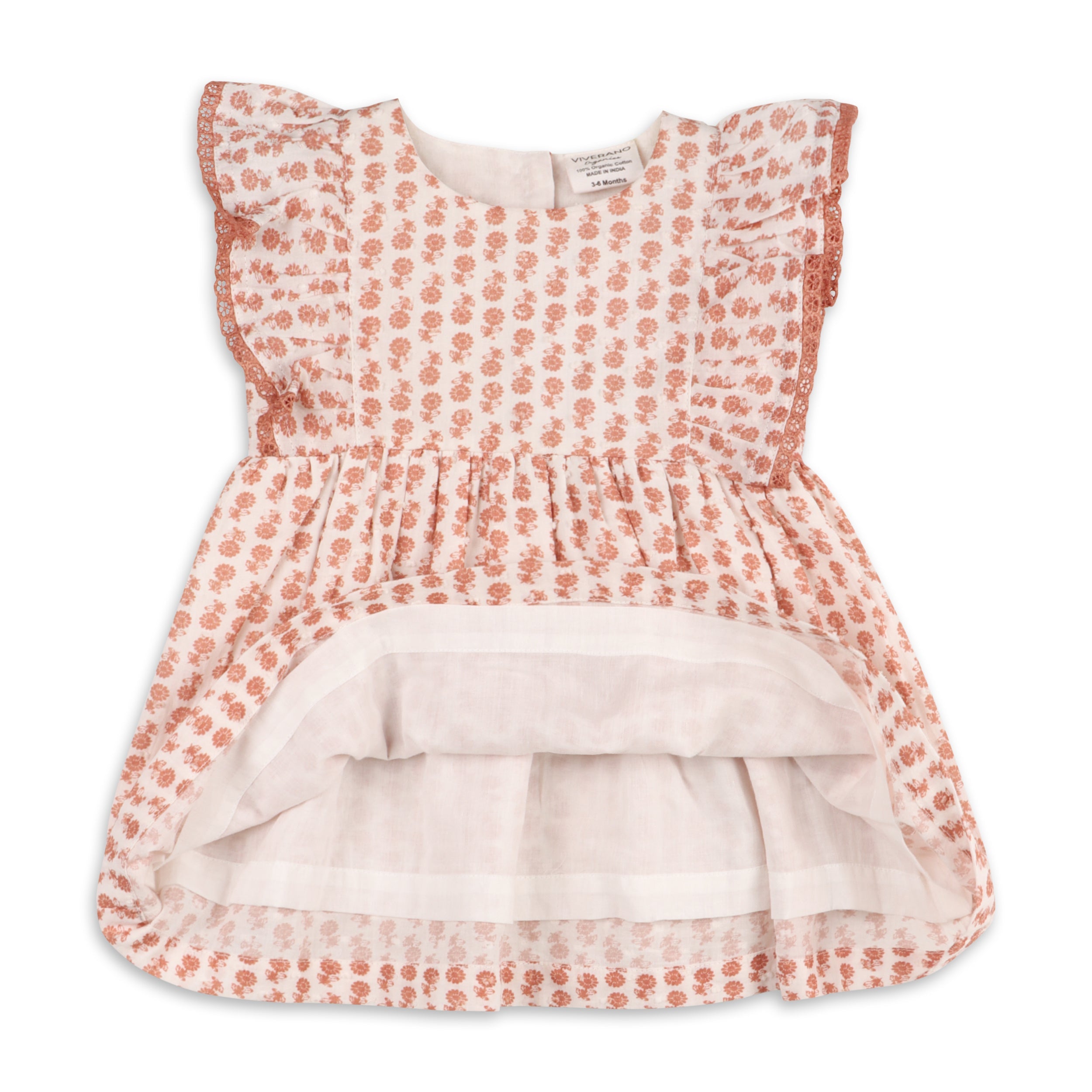 Heather Dobby Cotton Floral Baby Dress + Bloomer (Organic Cotton)