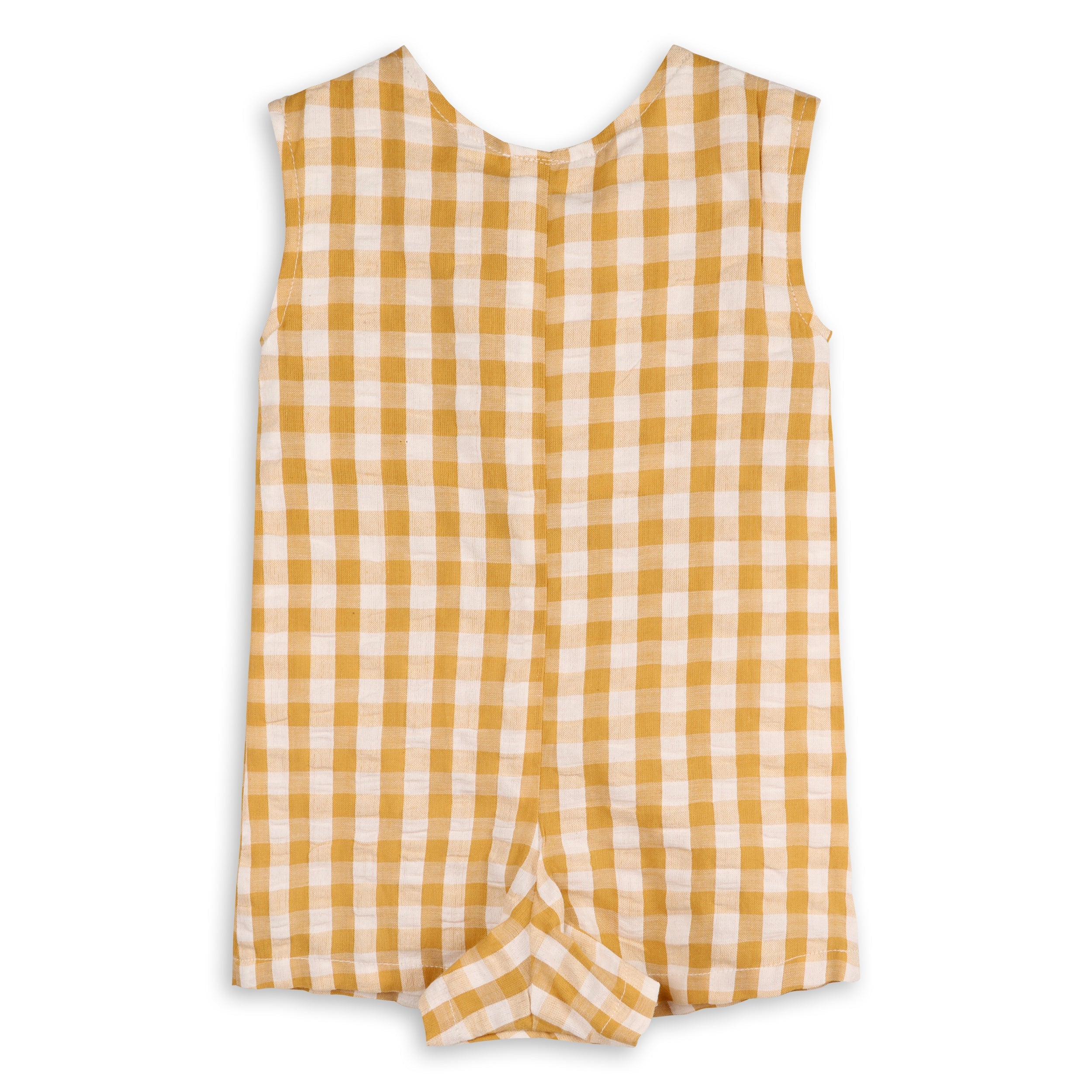 Charlie Seersucker  Gingham Short Baby Romper (Organic Cotton)