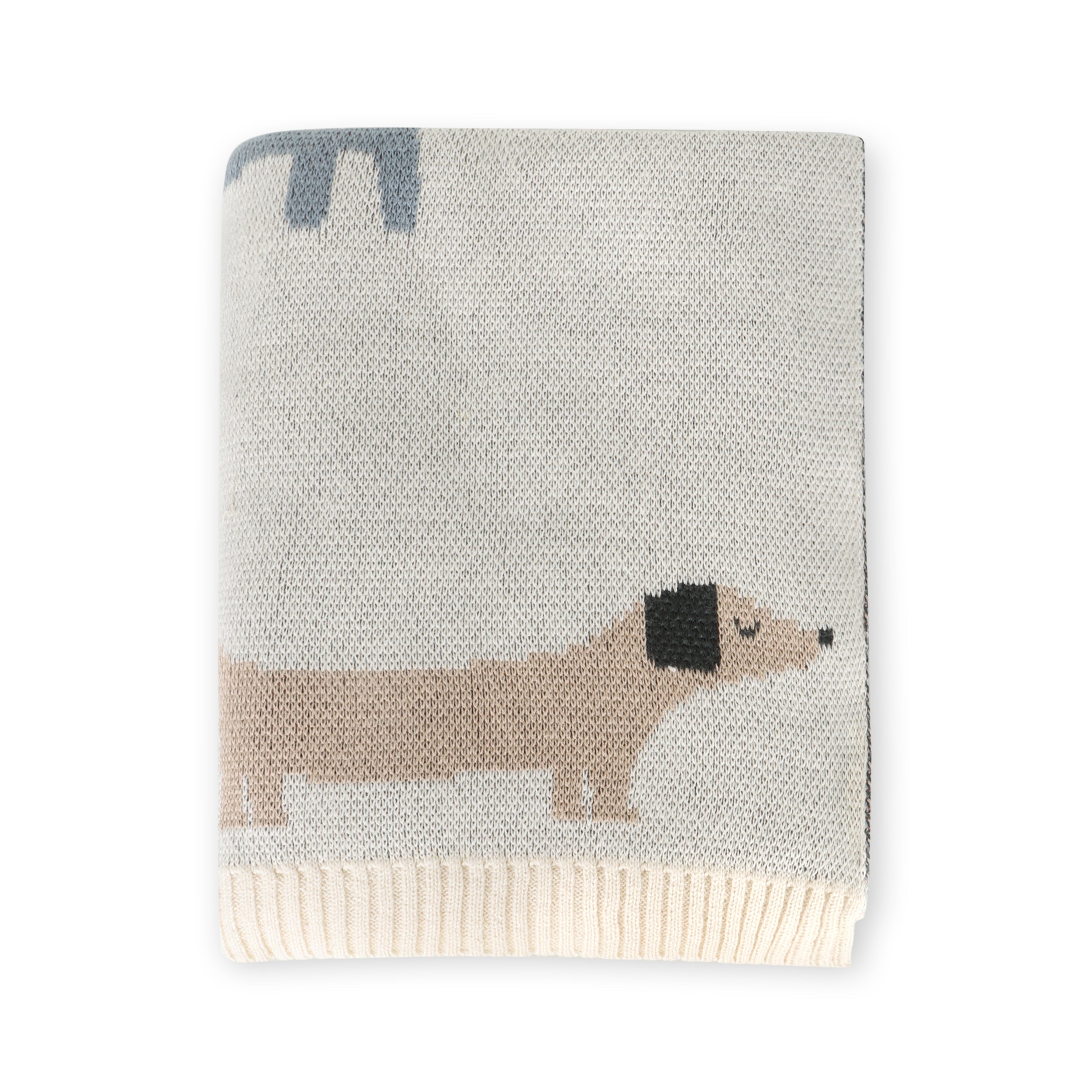 Buddy Dog - Organic Cotton Jacquard Sweater Knit Baby Blankets