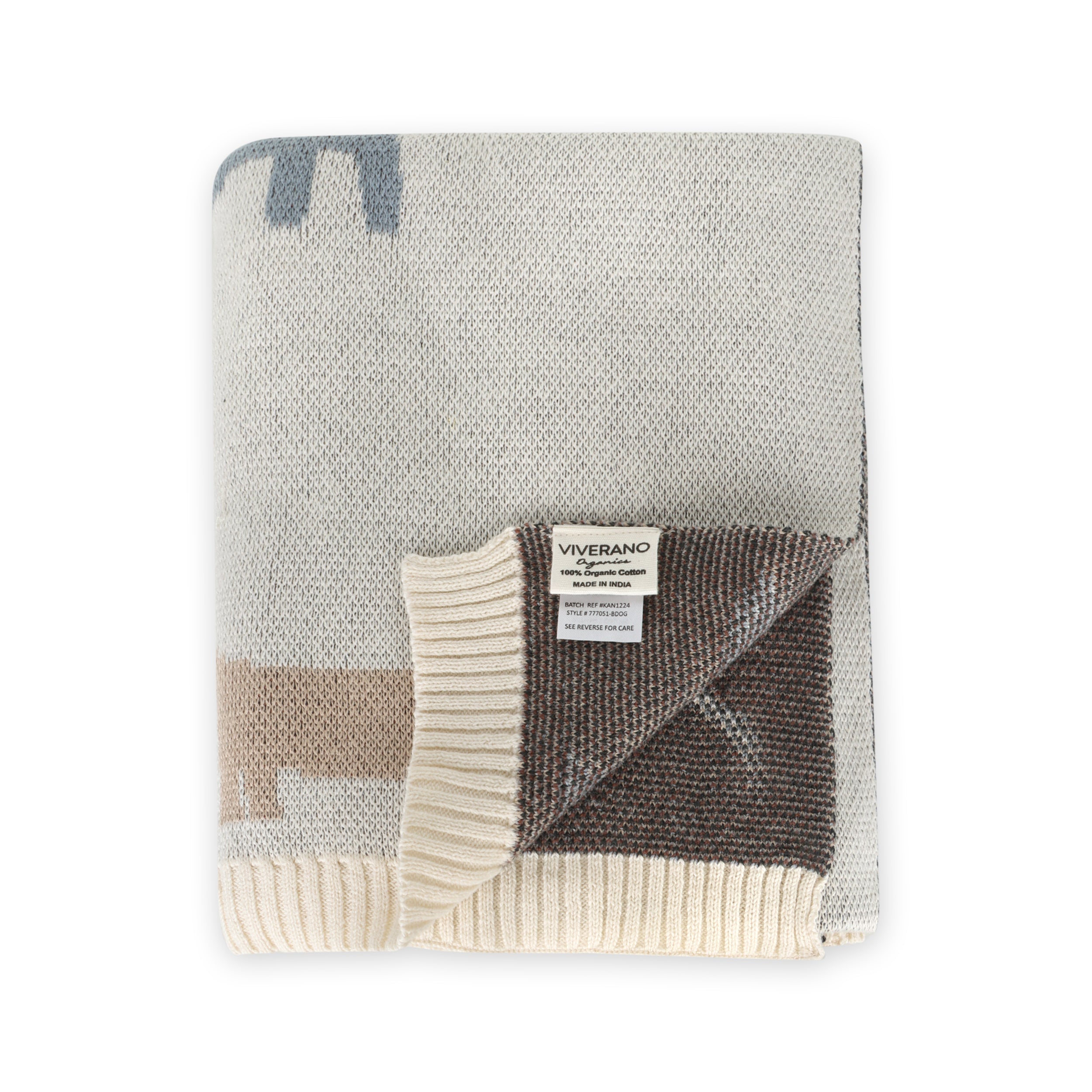 Buddy Dog - Organic Cotton Jacquard Sweater Knit Baby Blankets