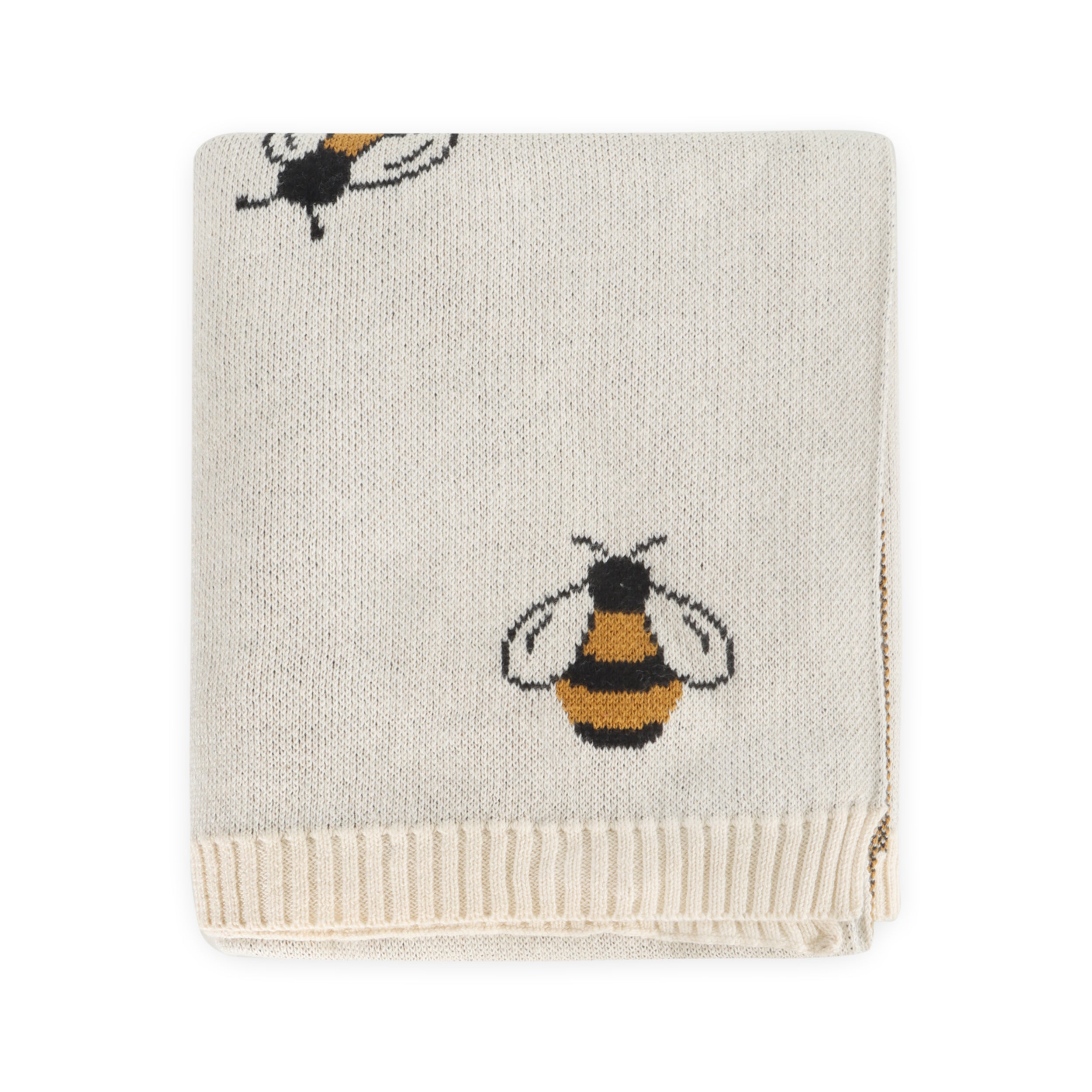 Bees - Jacquard Sweater Knit Baby Blankets (Organic Cotton)