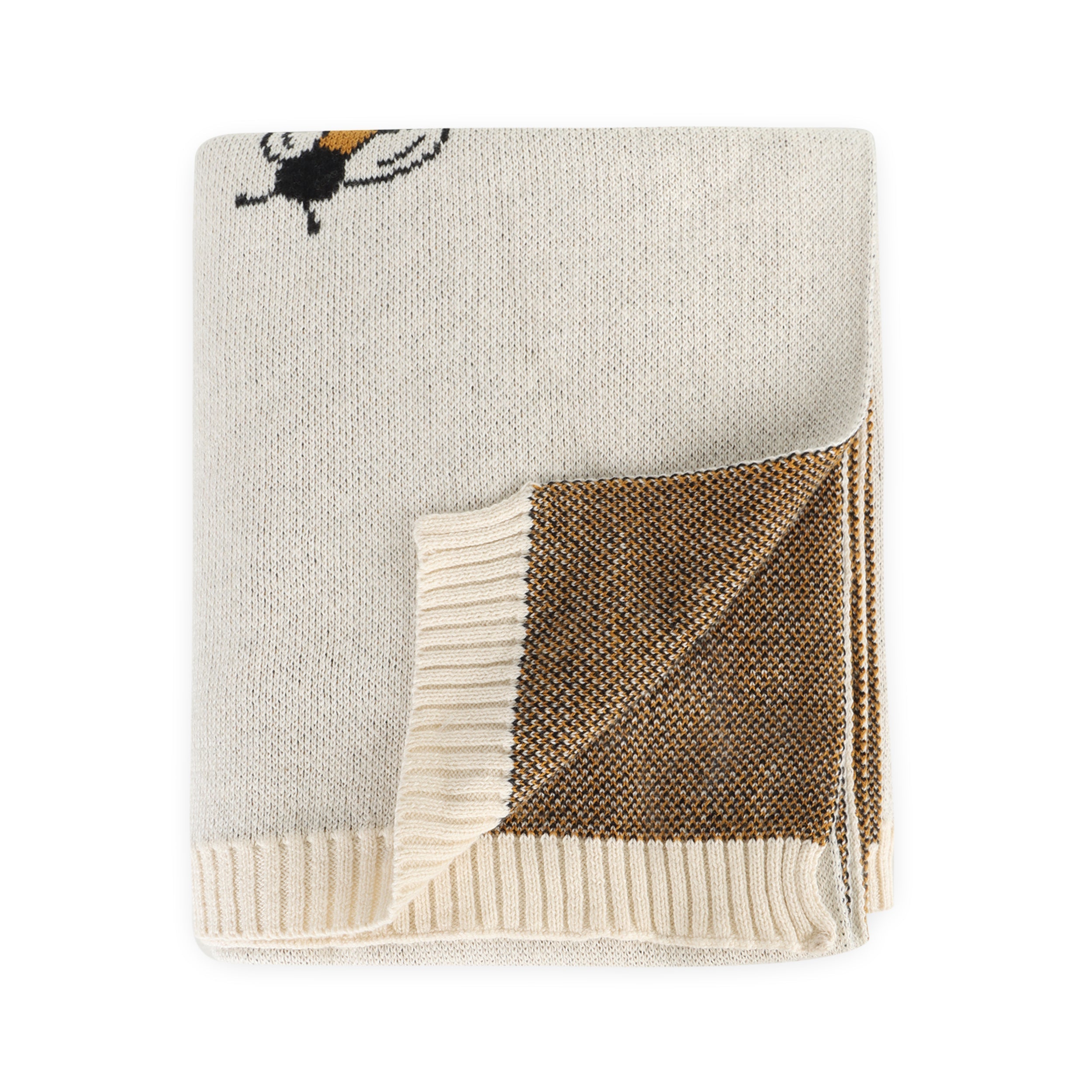 Bees - Jacquard Sweater Knit Baby Blankets (Organic Cotton)