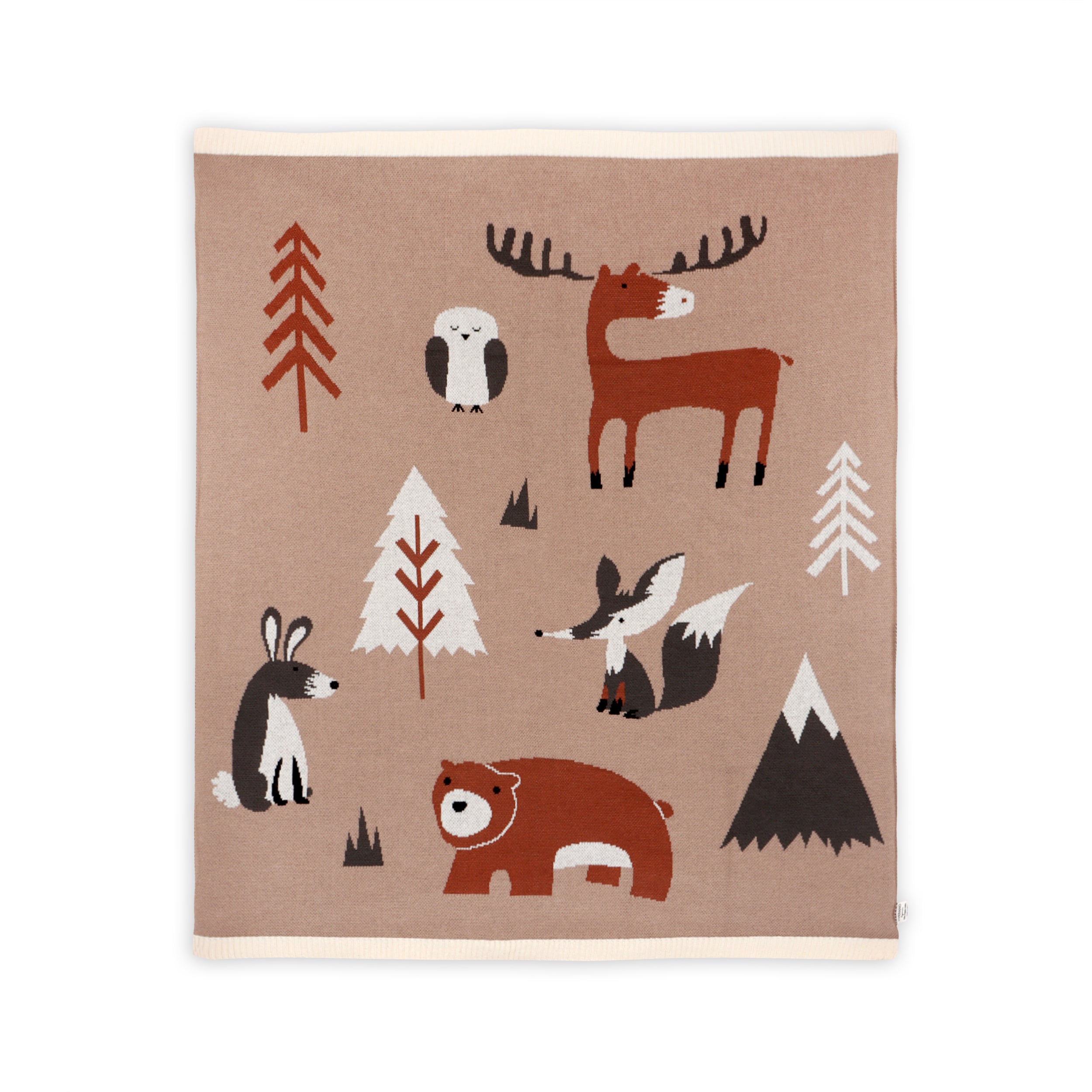 Woodland Bear - Organic Cotton Jacquard Sweater Knit Baby Blanket