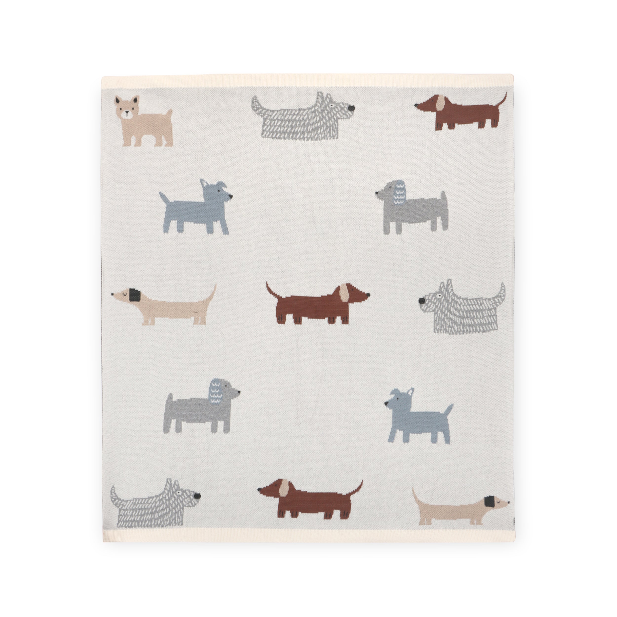 Buddy Dog - Organic Cotton Jacquard Sweater Knit Baby Blankets