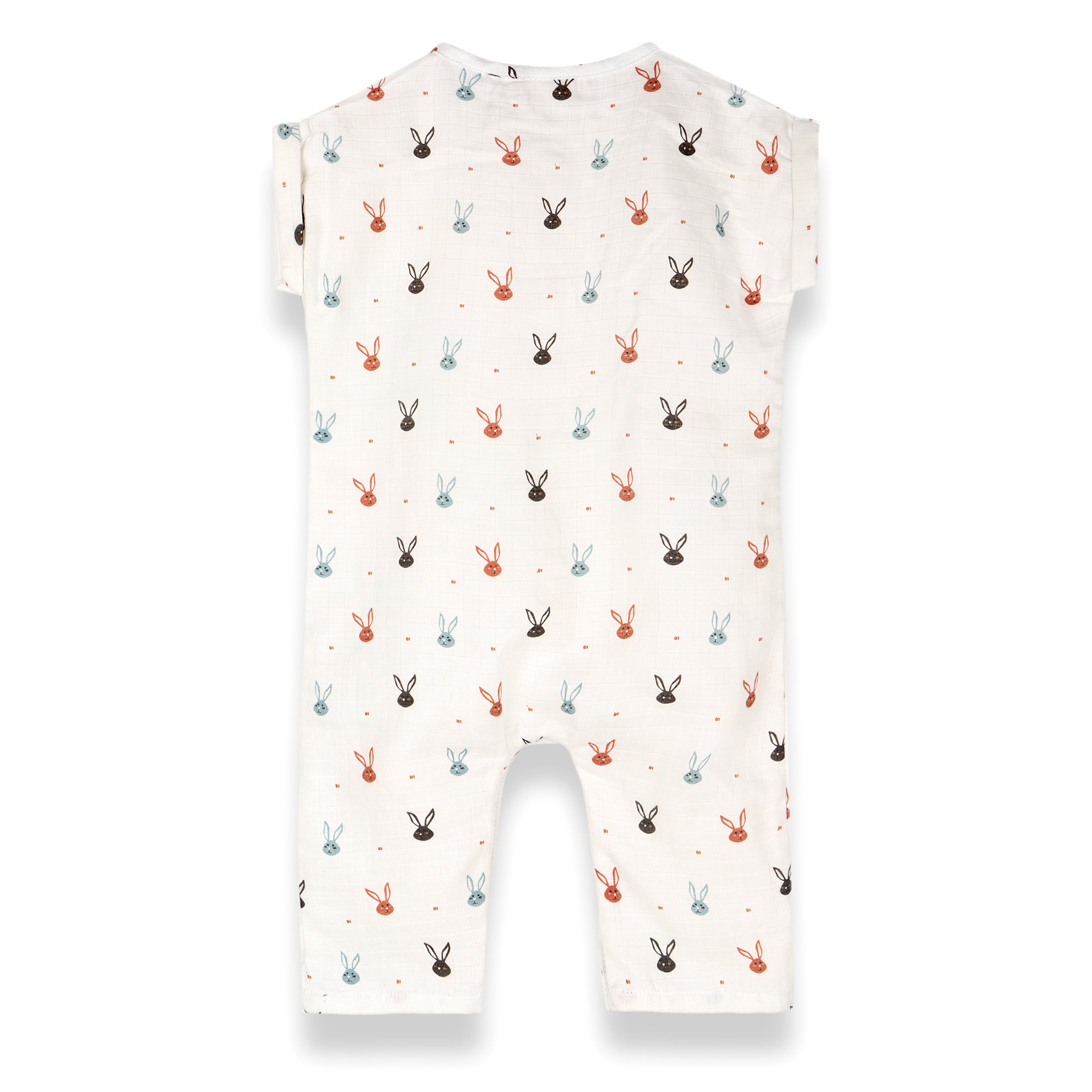 Mini Bunnies Rolled Short Sleeve Baby Jumpsuit (Organic Muslin)