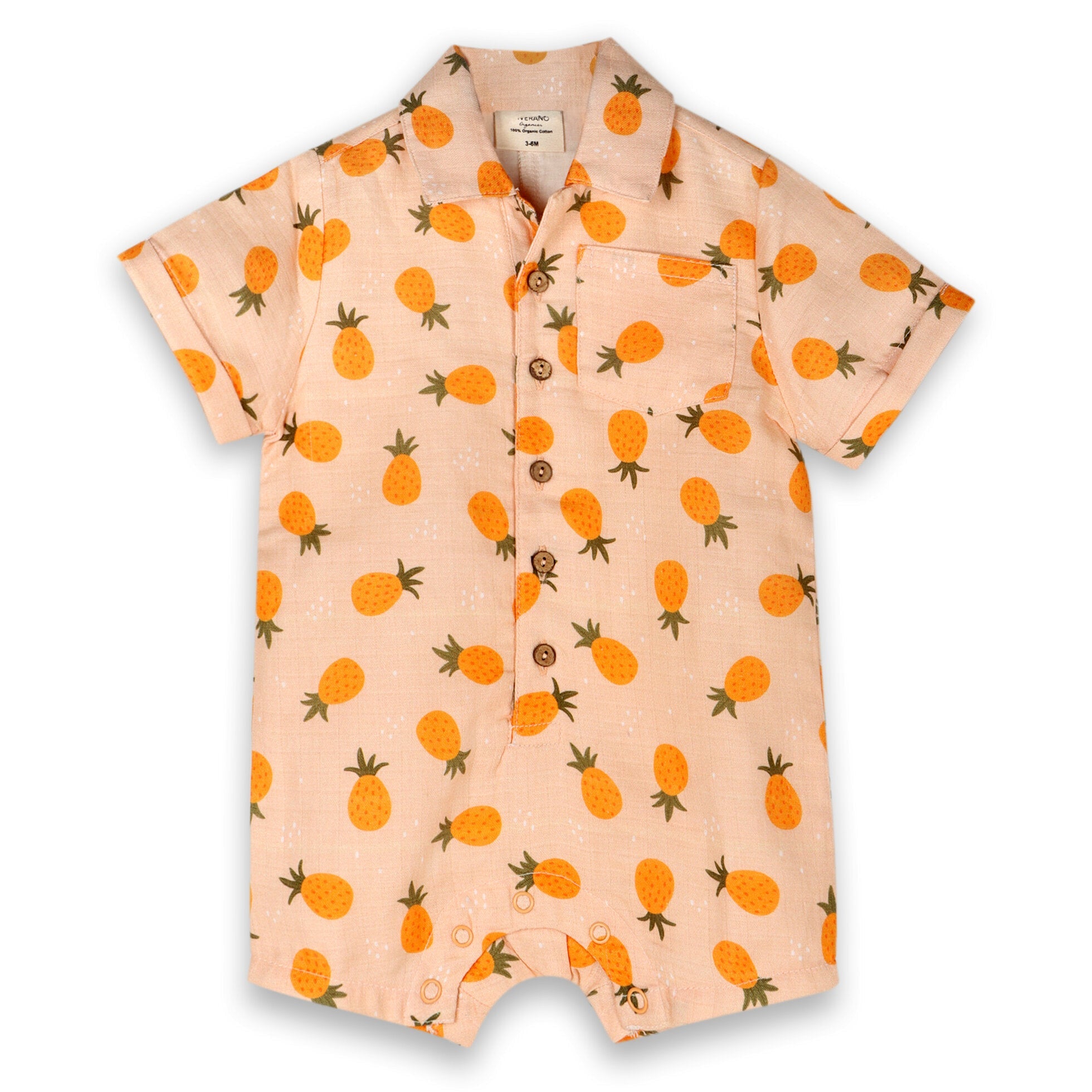 Pineapple Button Playsuit Baby Romper (Organic Muslin)