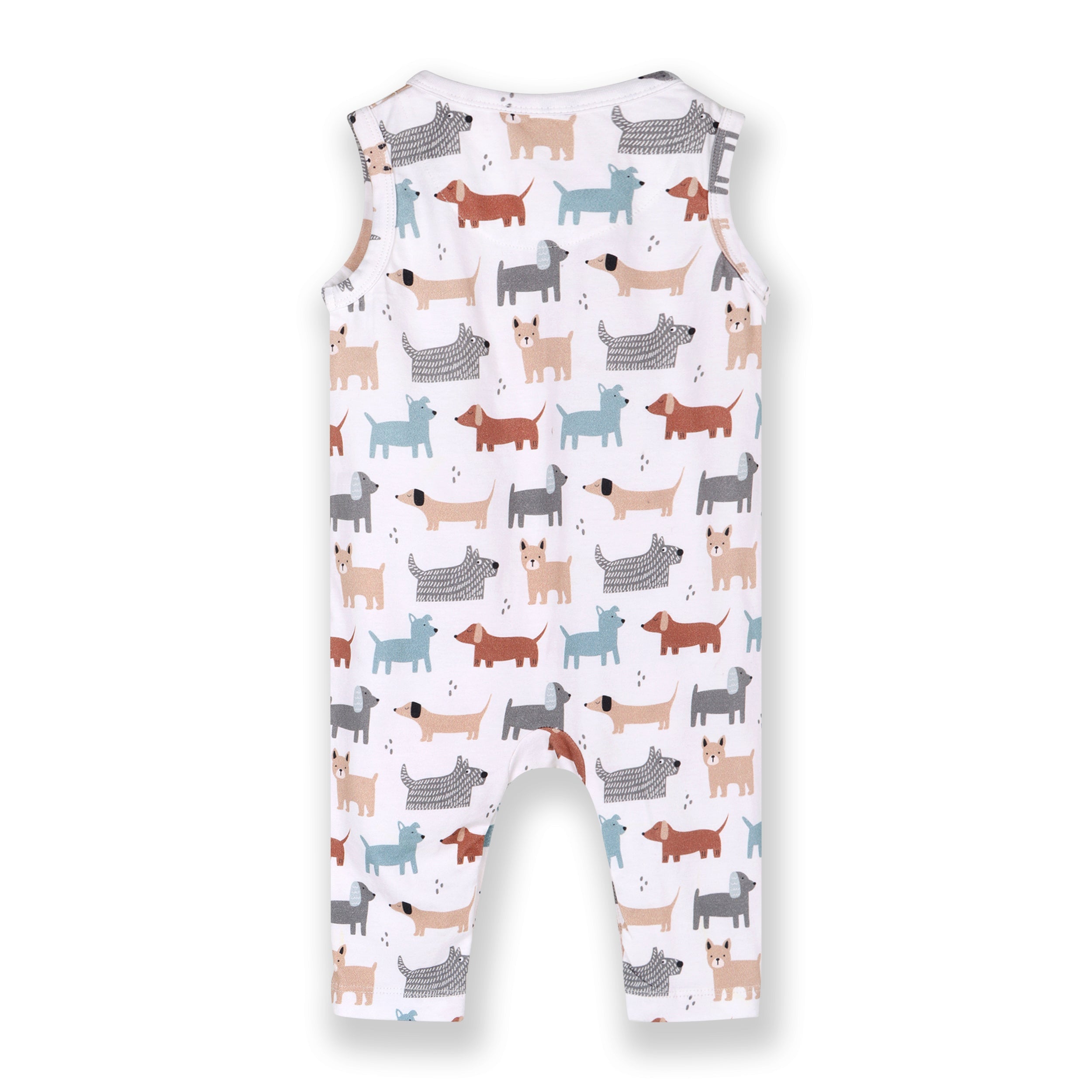 Dog Kangaroo Pocket Sleeveless Baby Jumpsuit (Organic Jersey)