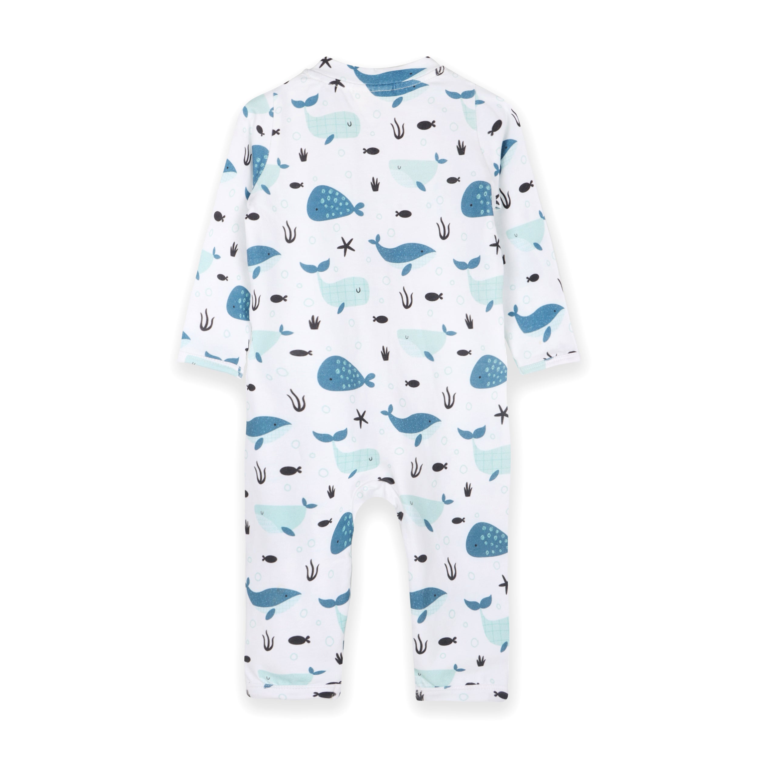 Whales Zipper Baby Coverall Jumpsuit (Organic Jersey)