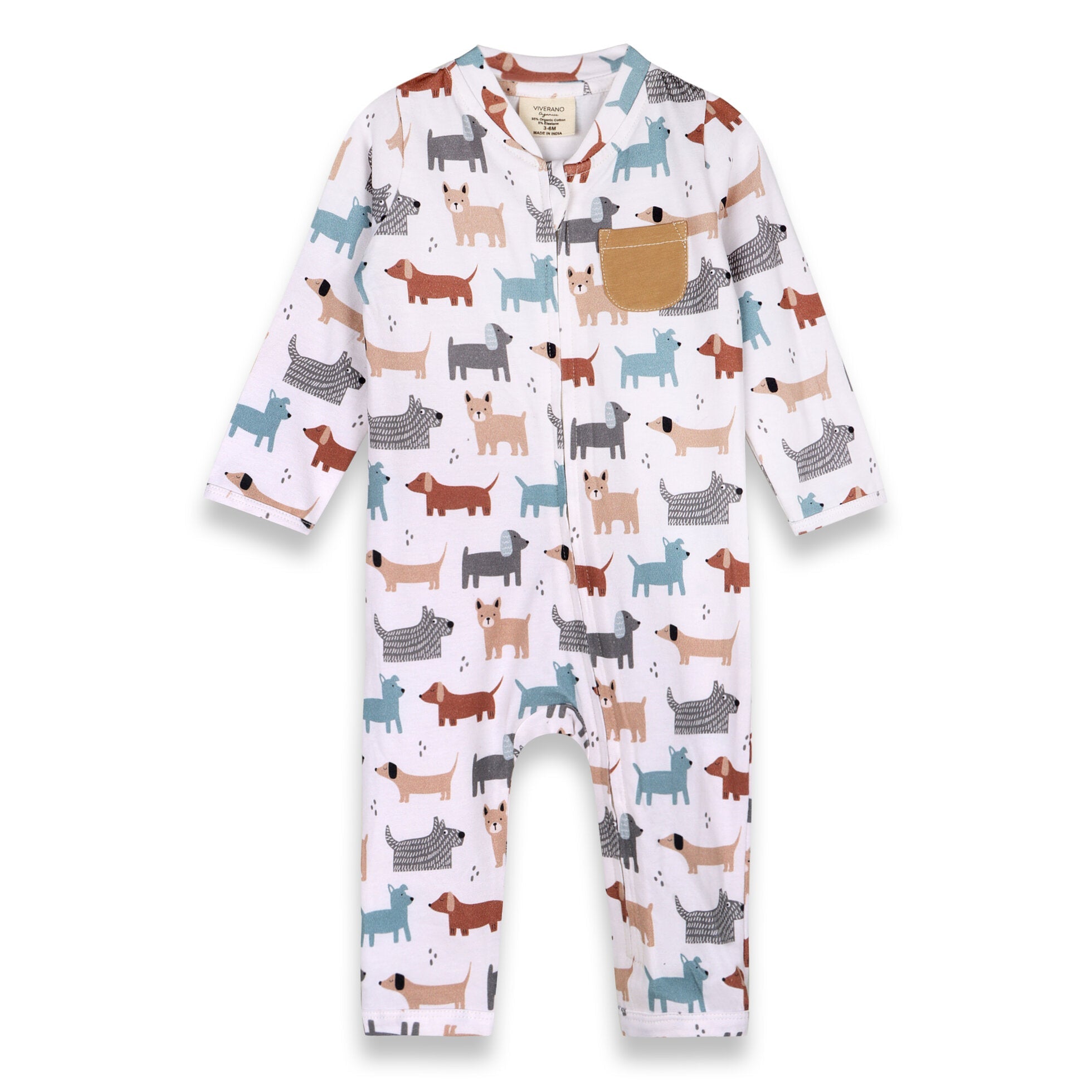 Dog Zipper Baby Coverall Jumpsuit (Organic Jersey)