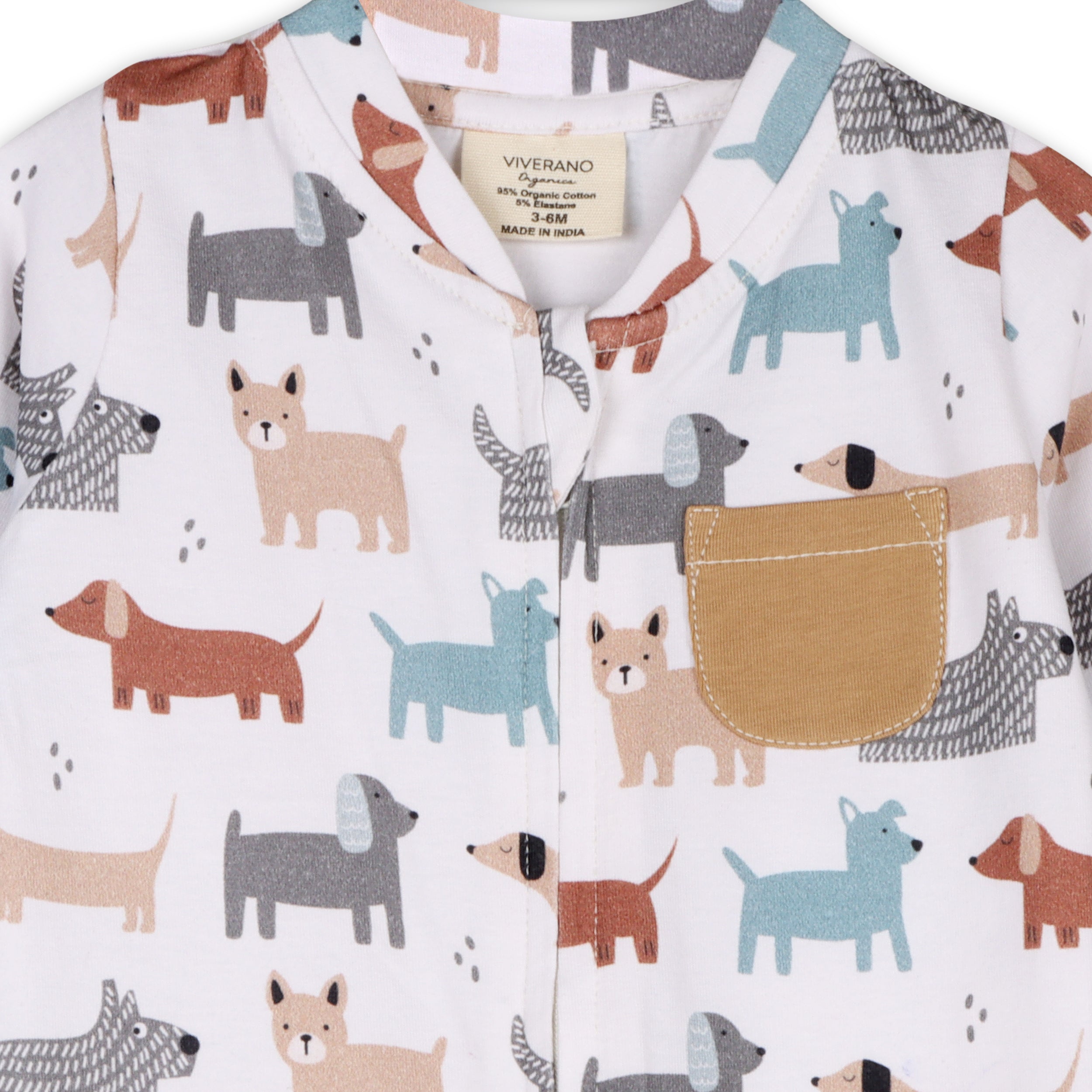 Dog Zipper Baby Coverall Jumpsuit (Organic Jersey)