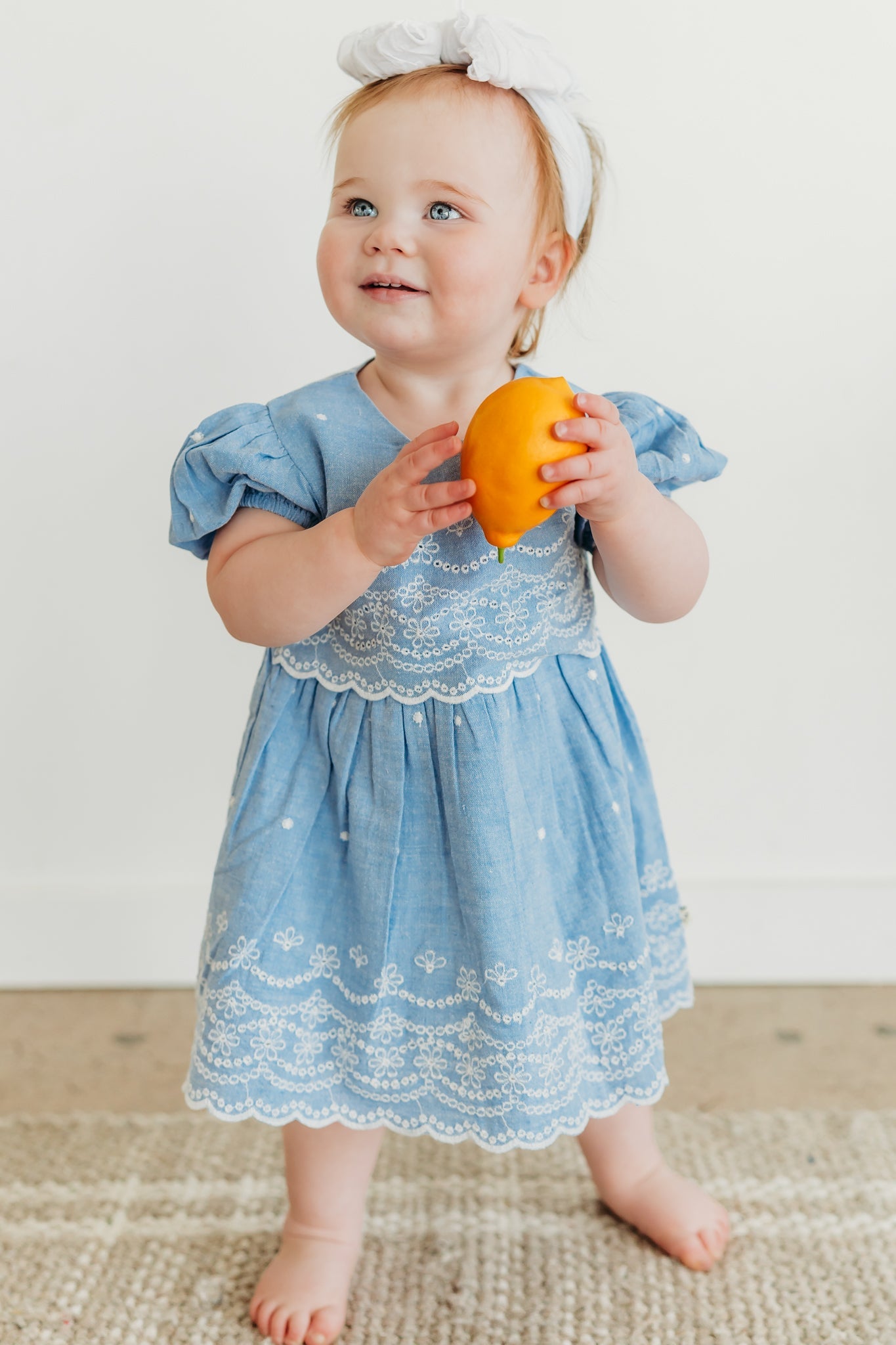 Isla Chambray Baby Dress + Bloomer (Organic Cotton)