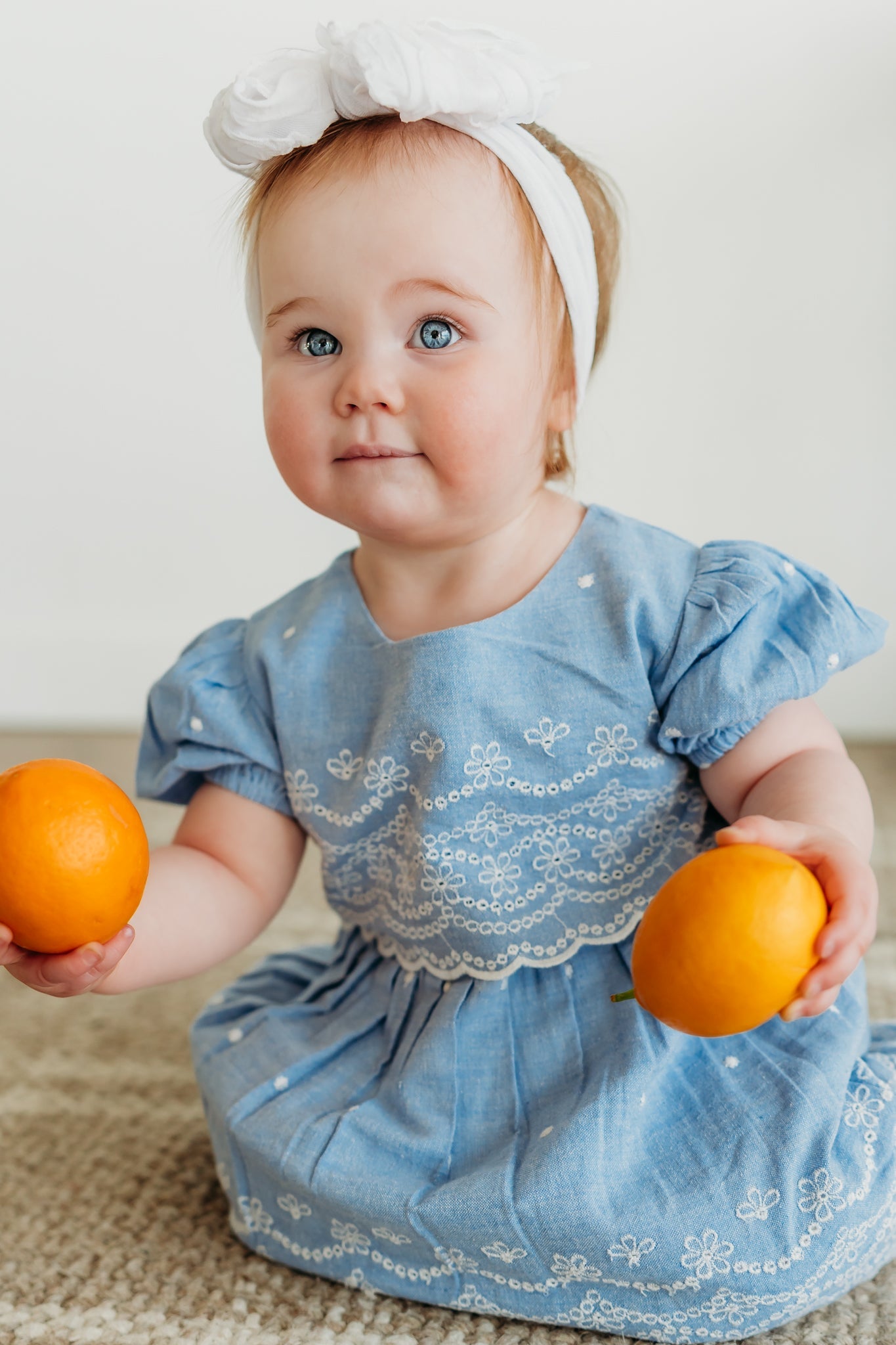 Isla Chambray Baby Dress + Bloomer (Organic Cotton)