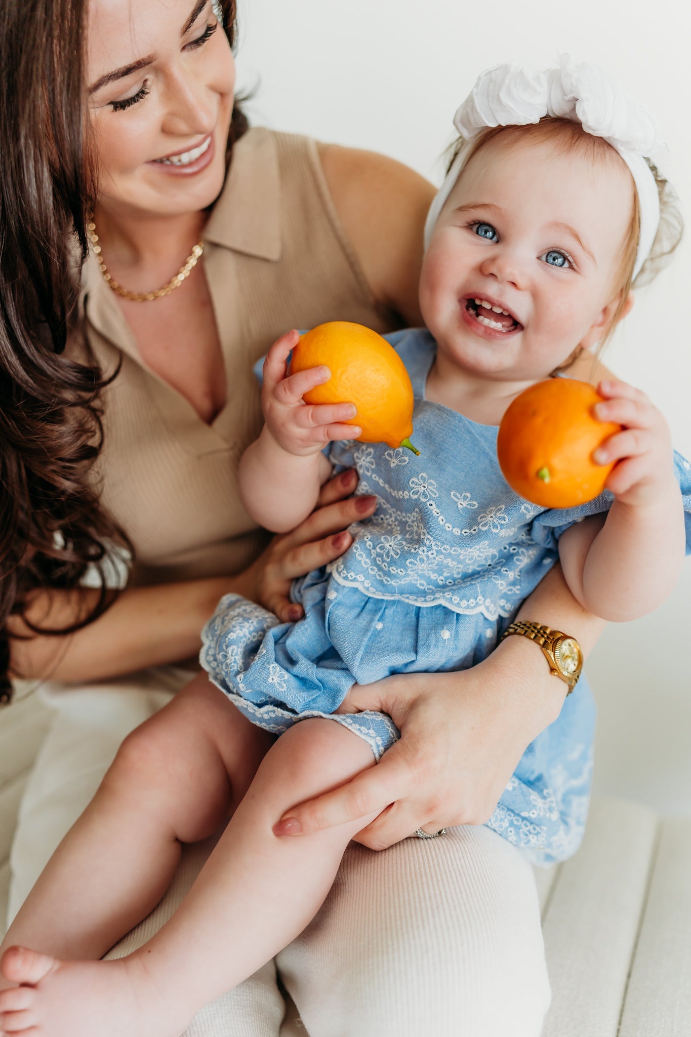Isla Chambray Baby Dress + Bloomer (Organic Cotton)