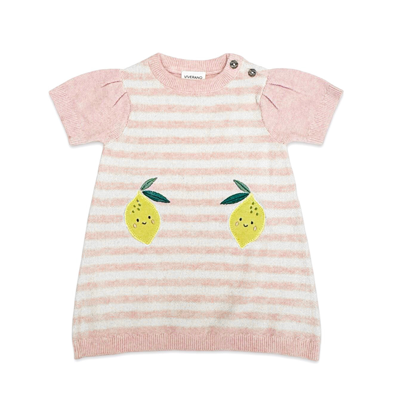 Happy Lemons Applique Short Sleeve Baby Knit Dress (Organic Cotton)