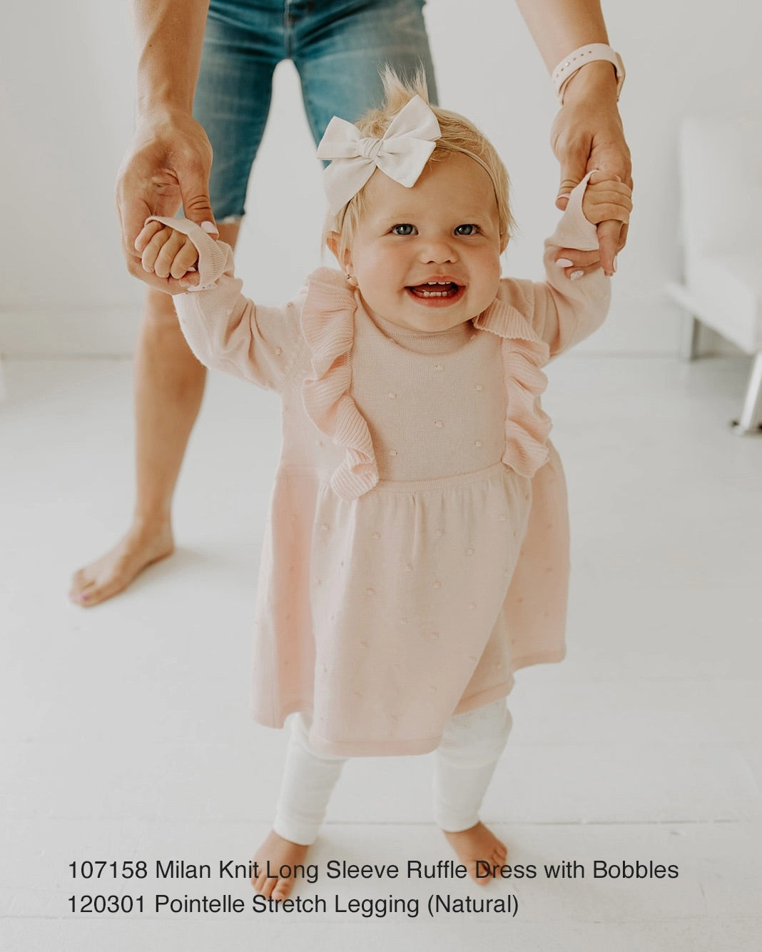 Milan Knit Ruffle & Bobble Baby Girl Dress (2 Colors) - Organic Cotton