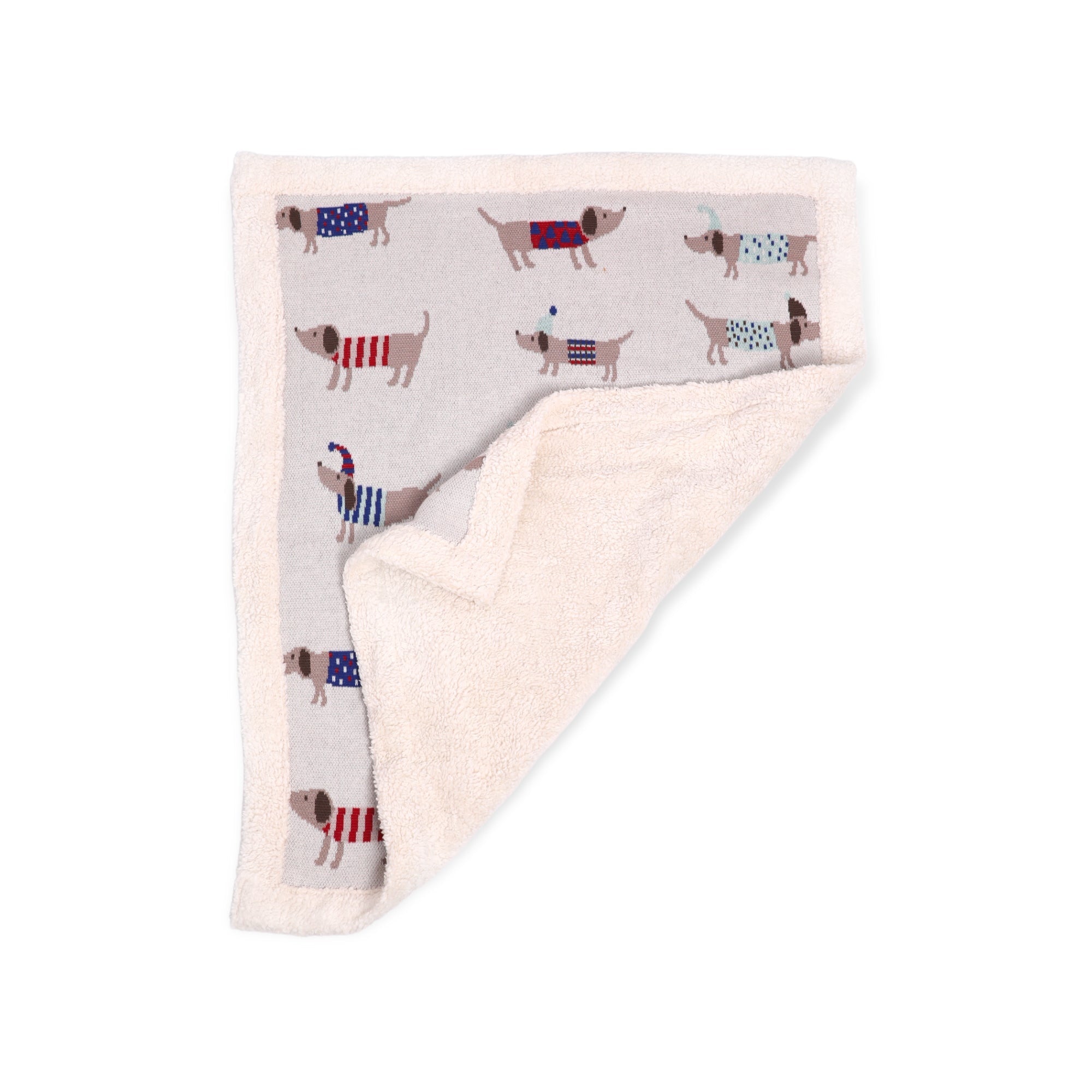 Dachshund Dog Cozy Sherpa Jacquard Knit Baby Blanket (Organic)
