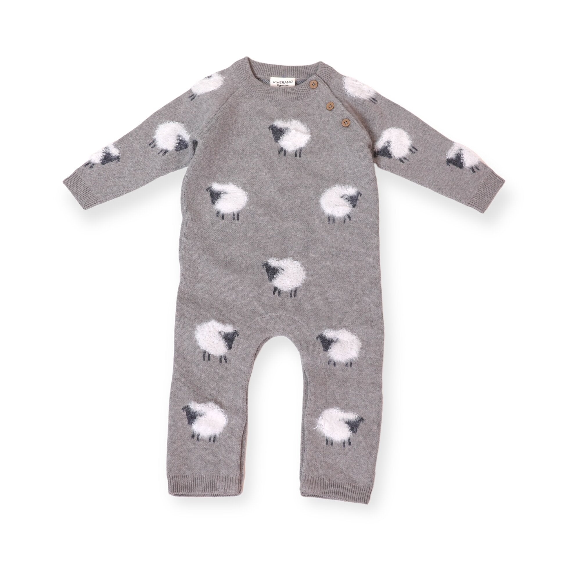 Furry Sheep Jacquard Sweater Knit Baby Jumpsuit (Organic)