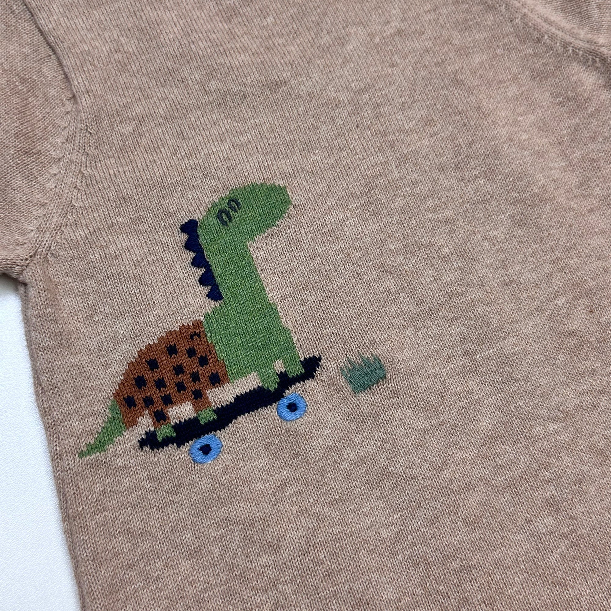 Dino Skater Jacquard Knit Baby Romper (Organic Cotton)