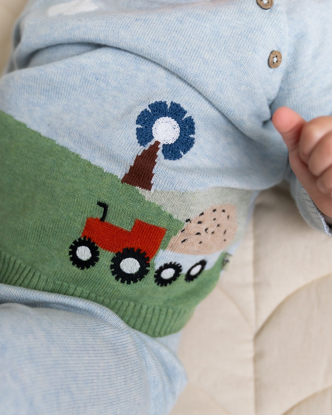 Farm Jacquard Knit Baby Pullover (Organic Cotton)