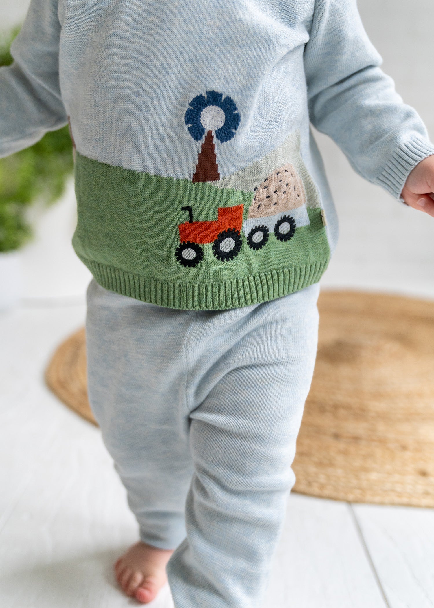 Farm Jacquard Knit Baby Pullover (Organic Cotton)