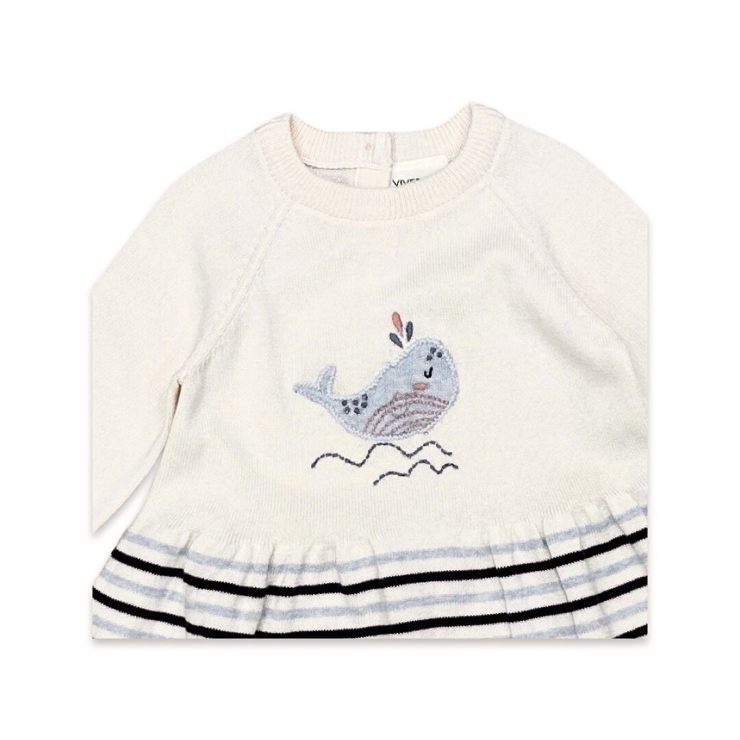 Whale Embroidered Ruffle Baby Short Dress (Organic)