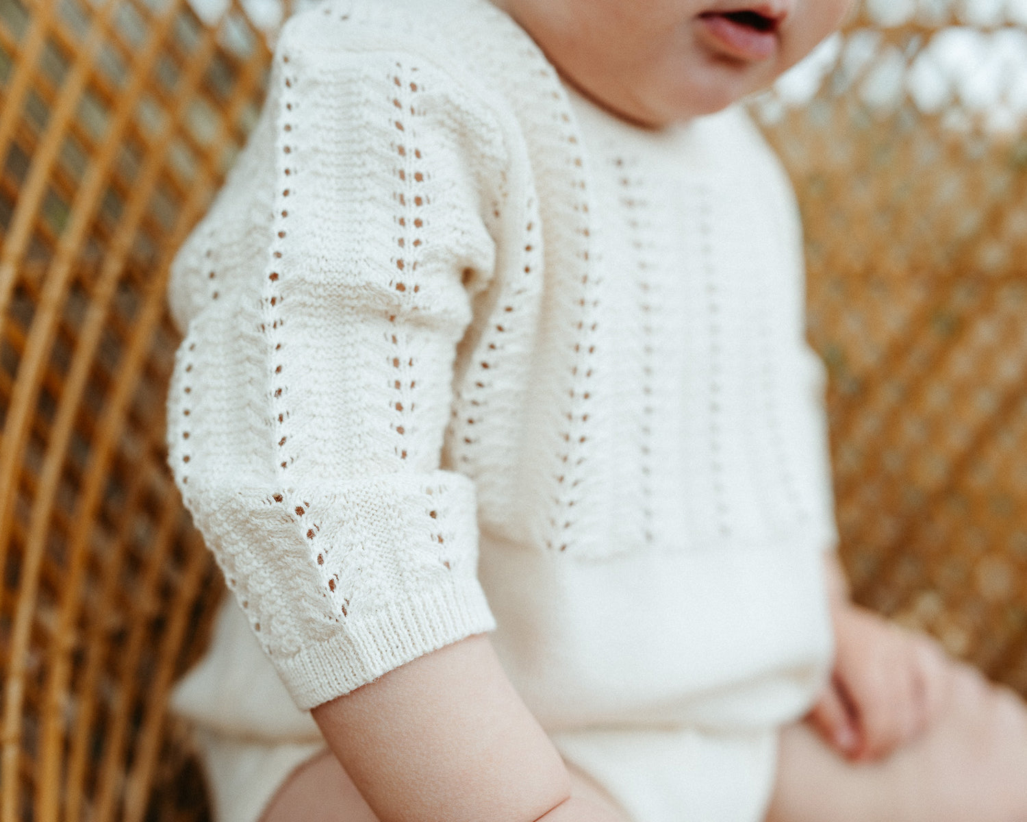 Pointelle Knit Baby Bodysuit Romper (Organic Cotton)