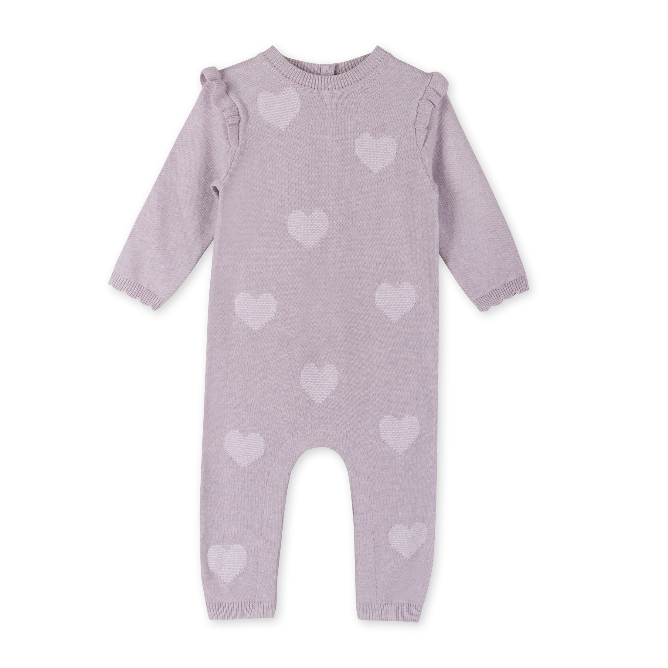 Hearts Jacquard Knit Baby Jumpsuit (Organic Cotton) - 2 Colors