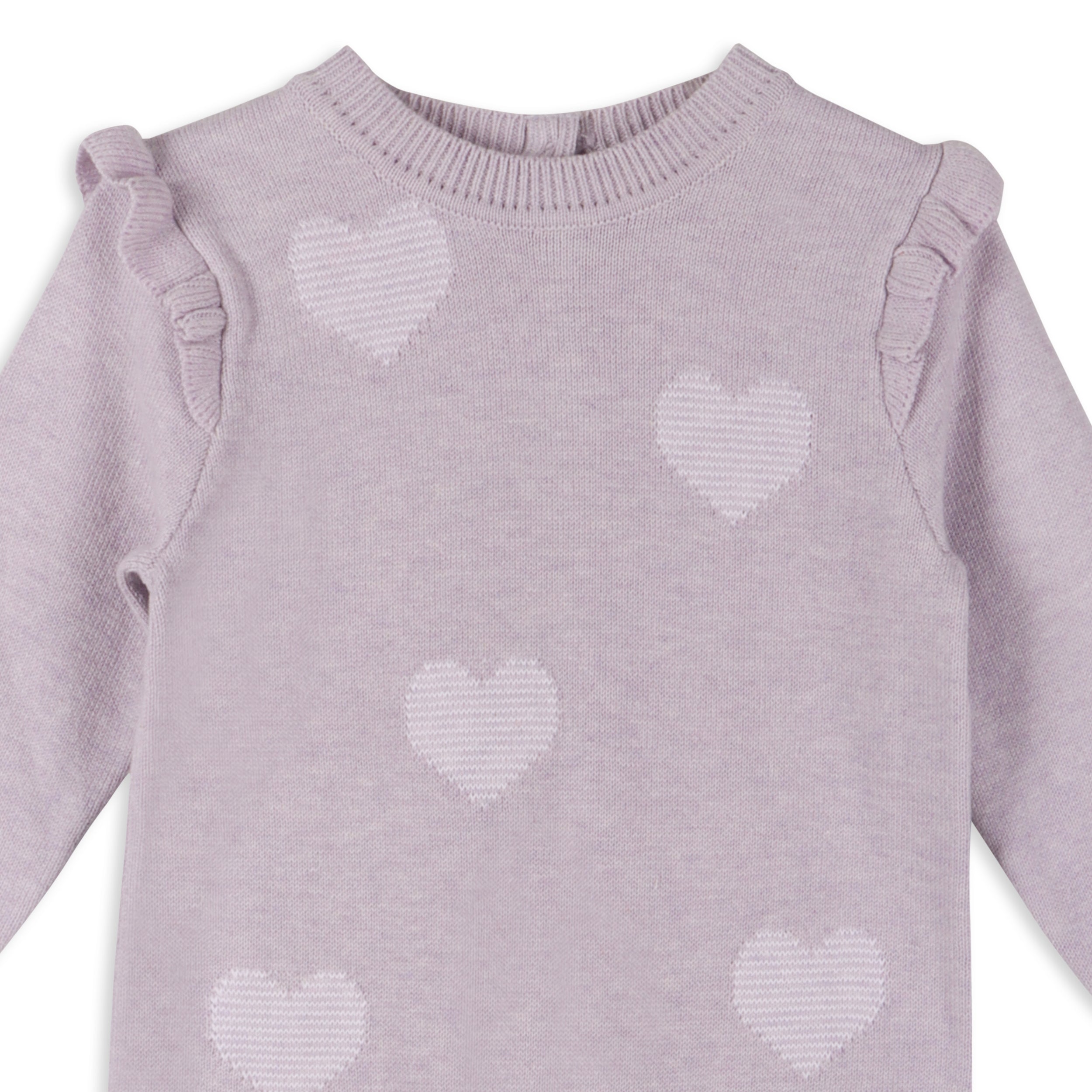 Hearts Jacquard Knit Baby Jumpsuit (Organic Cotton) - 2 Colors