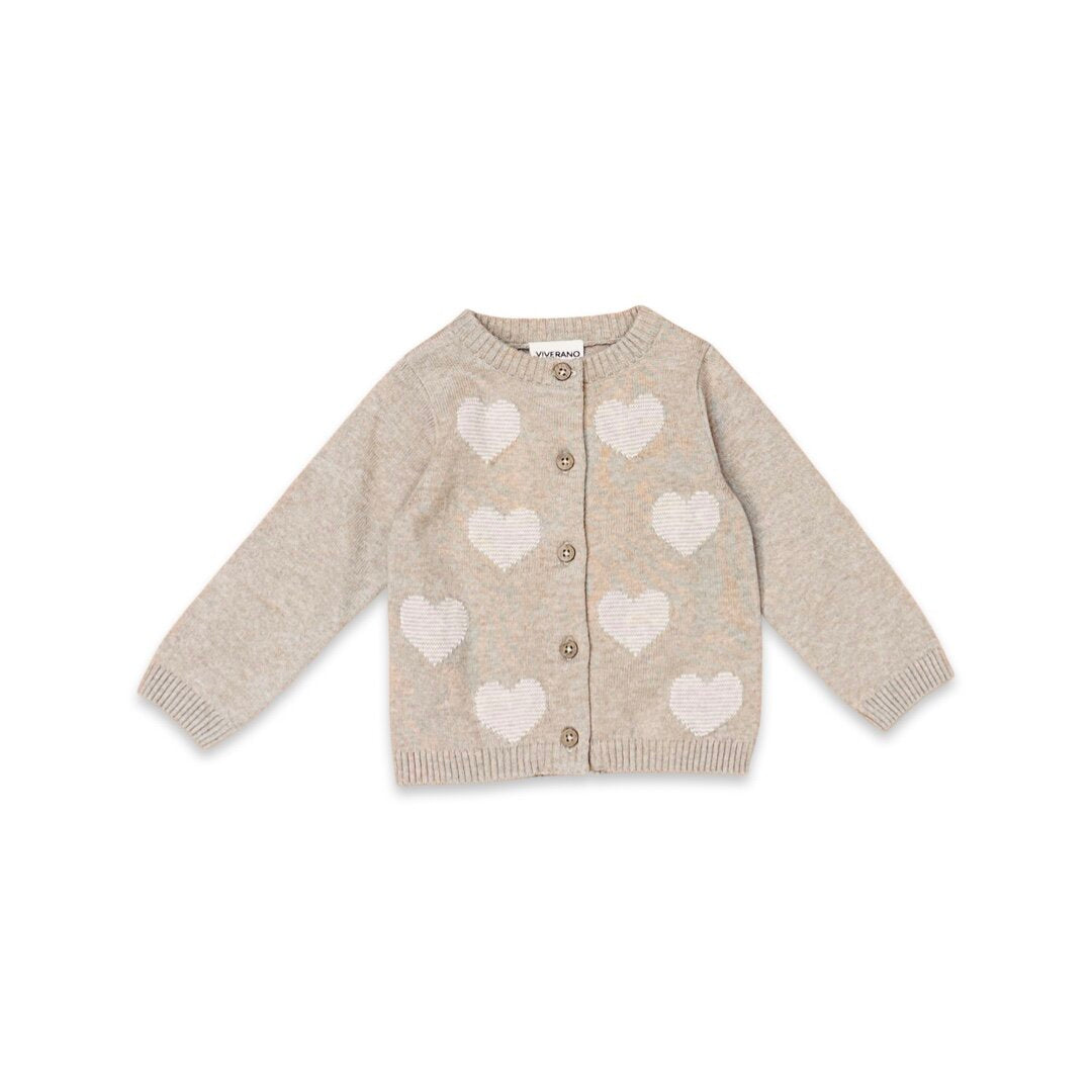 Hearts Jacquard Knit Baby Cardigan (Organic Cotton)- 2 Colors