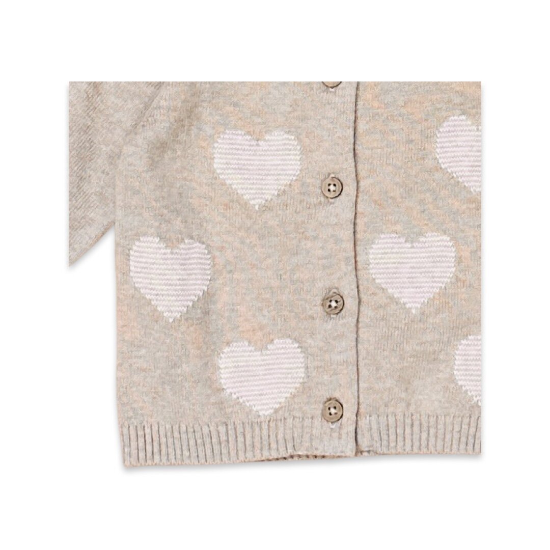 Hearts Jacquard Knit Baby Cardigan (Organic Cotton)- 2 Colors
