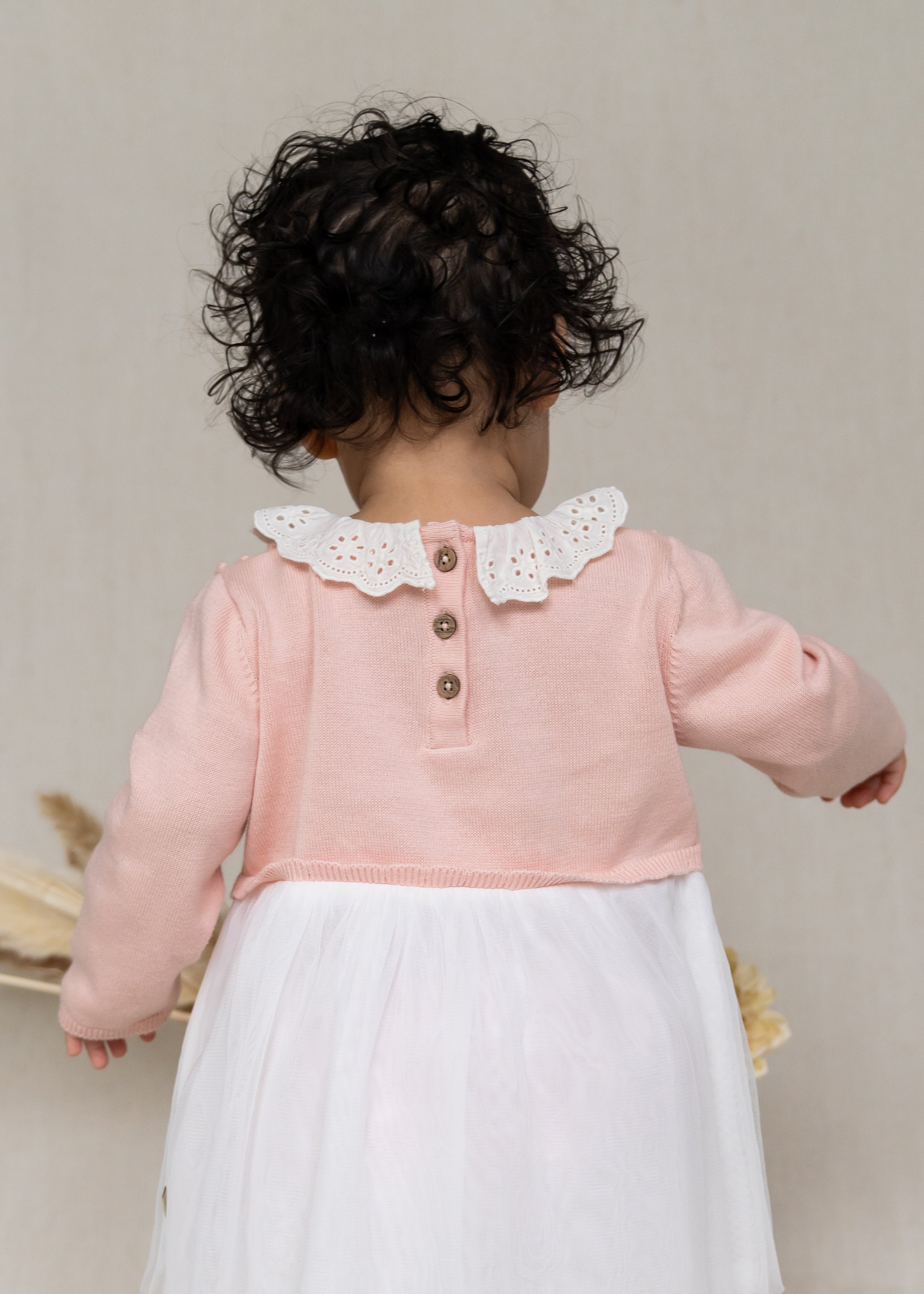 Floral Embroidered Knit Baby Tutu Dress (Organic Cotton) - 2 Colors