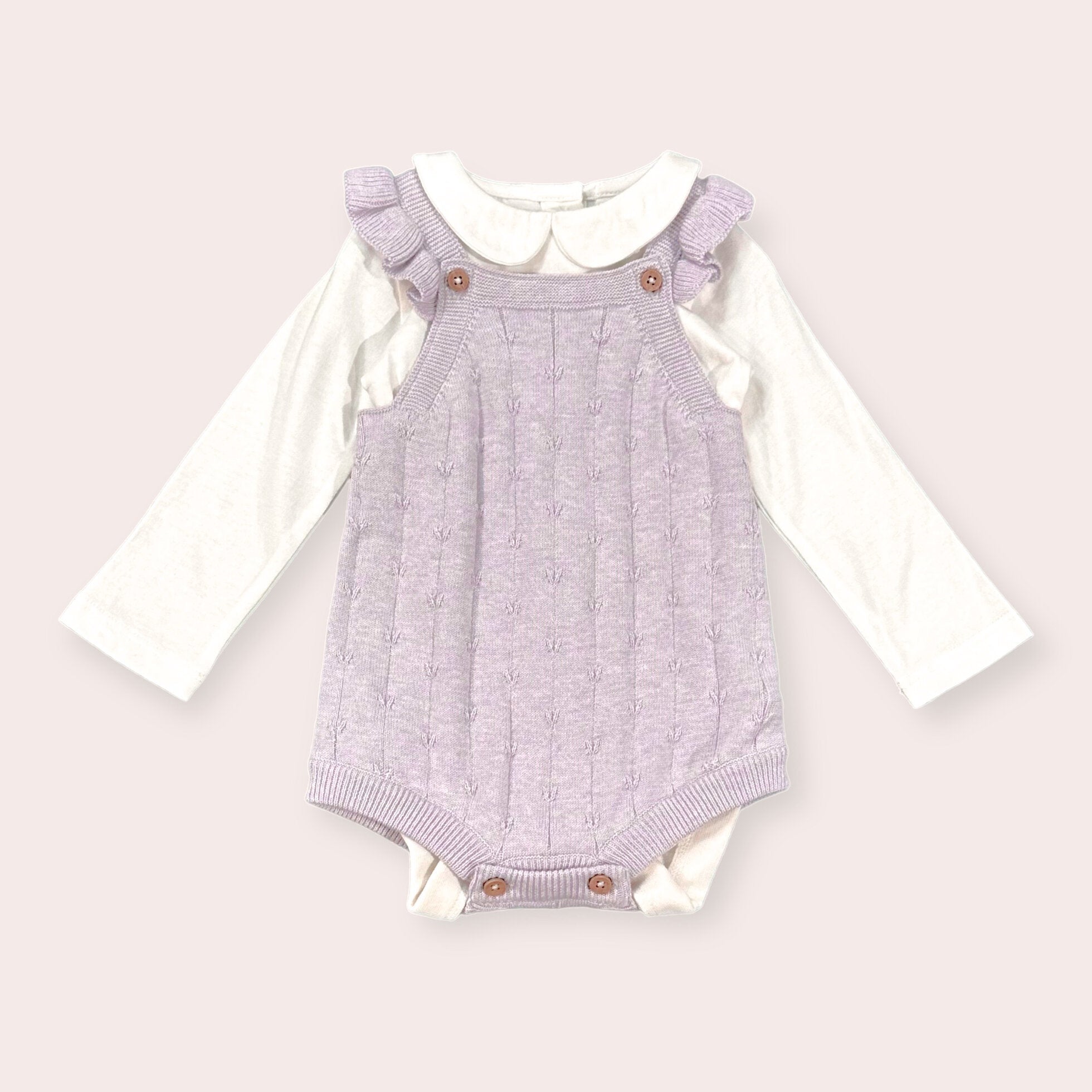 Sleeveless Ruffle Knit Baby Romper & Bodysuit SET (Organic Cotton) - 2 Colors