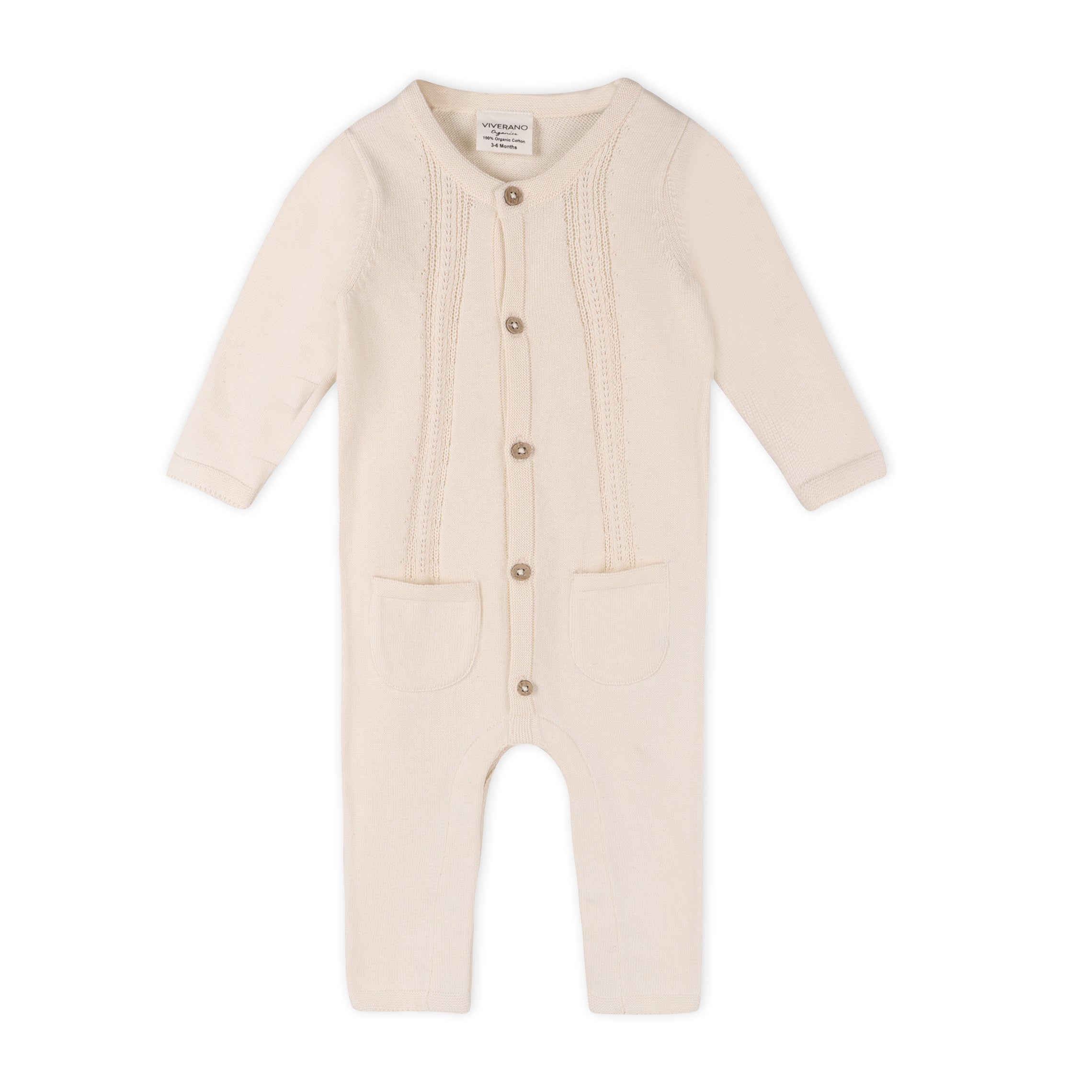 Pointelle Knit 2 Pocket Baby Jumpsuit (Organic Cotton) - 2 Colors