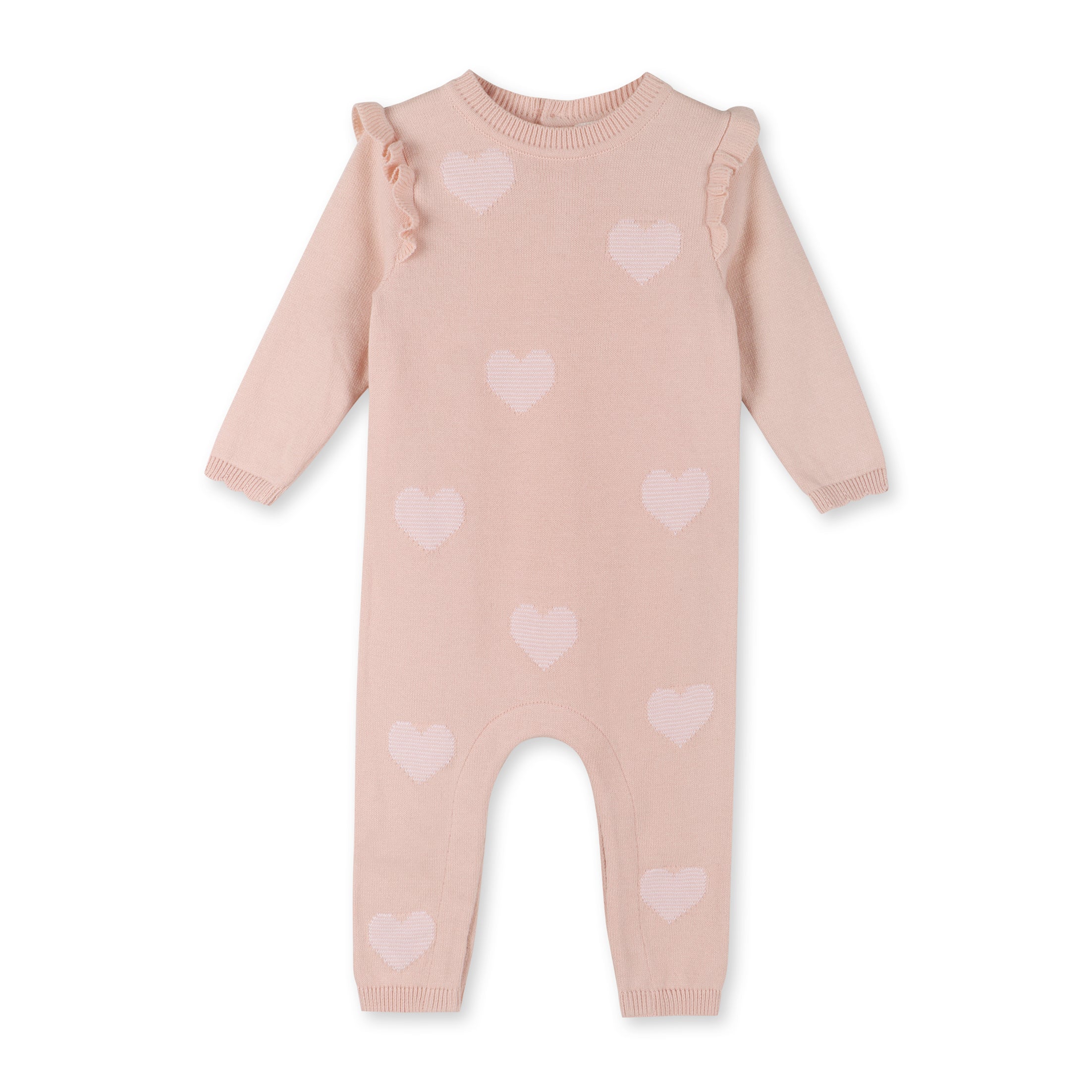Hearts Jacquard Knit Baby Jumpsuit (Organic Cotton) - 2 Colors