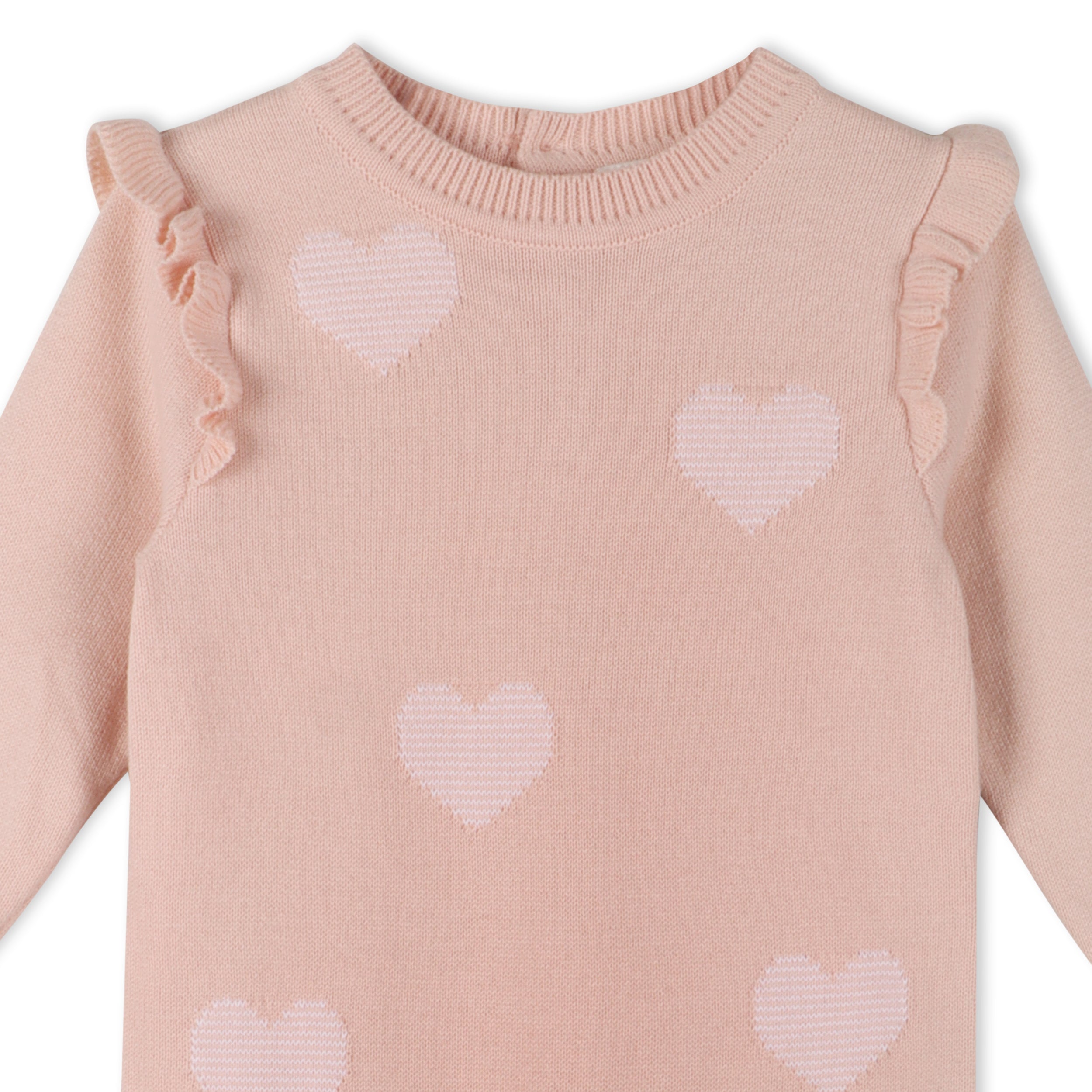 Hearts Jacquard Knit Baby Jumpsuit (Organic Cotton) - 2 Colors