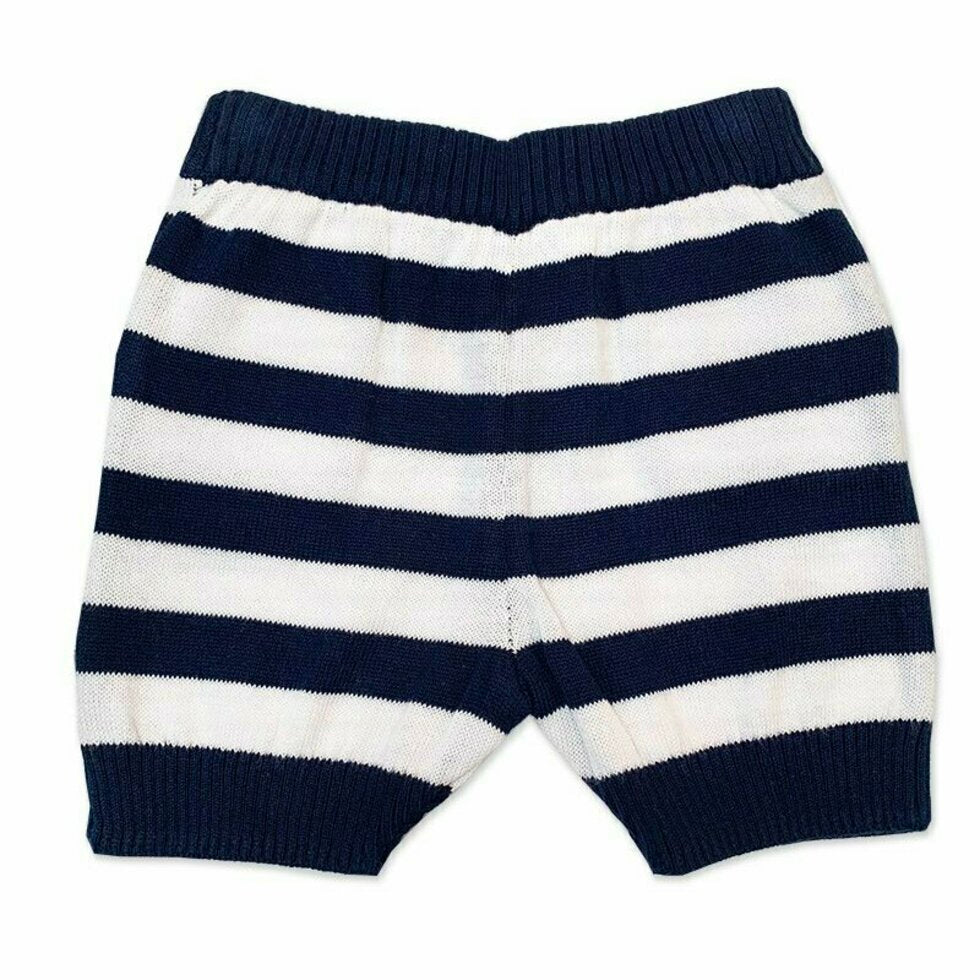 Milan Knit Navy Stripe & Solid Baby Shorts with Pockets (Organic Cotton)