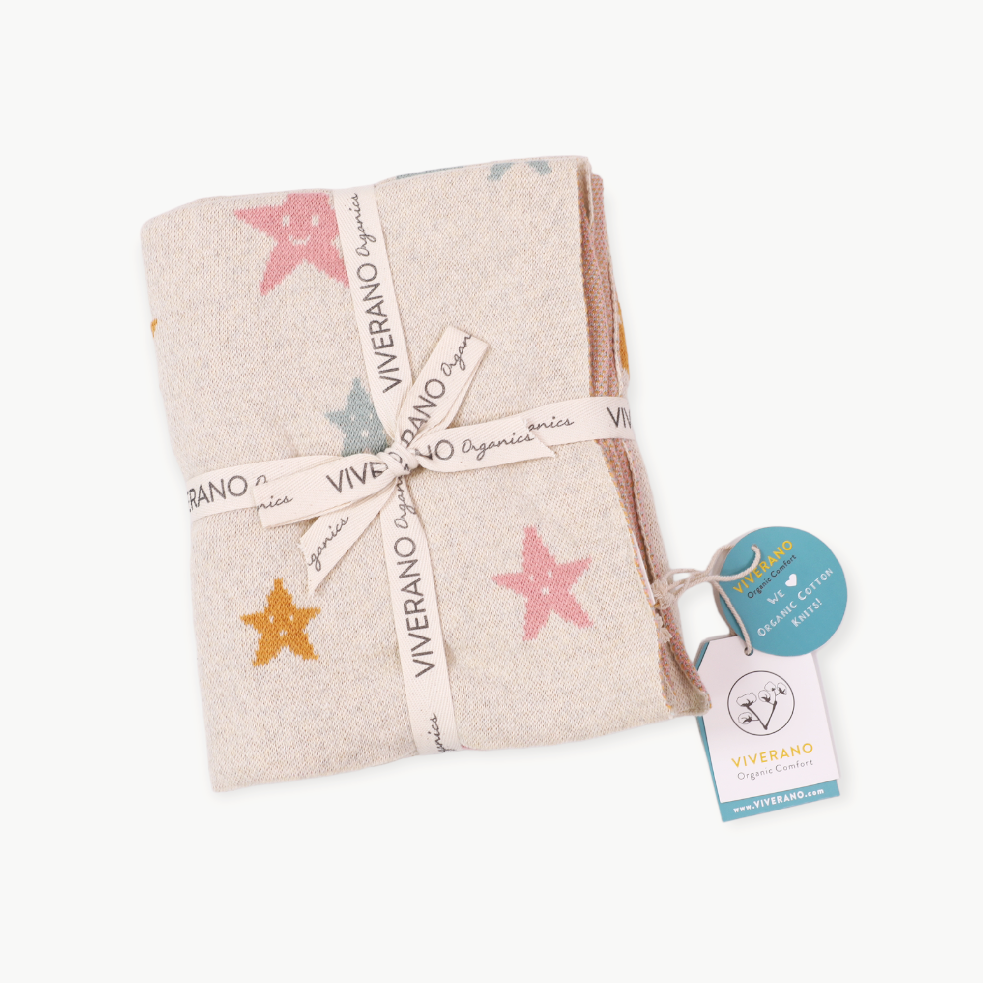 Stars- Organic Cotton Jacquard Sweater Knit Baby Blankets
