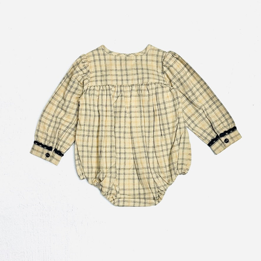 Hand Smocked Gingham Baby Romper (Organic)