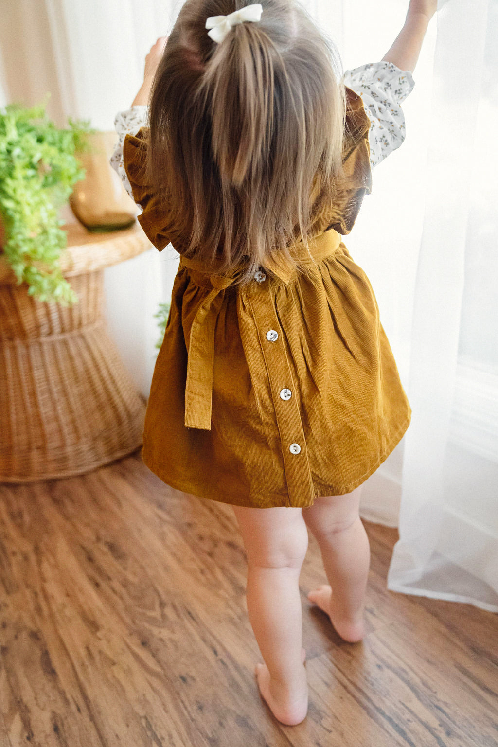 Alice Corduroy Pinafore Dress + Floral Shirt SET (Organic)