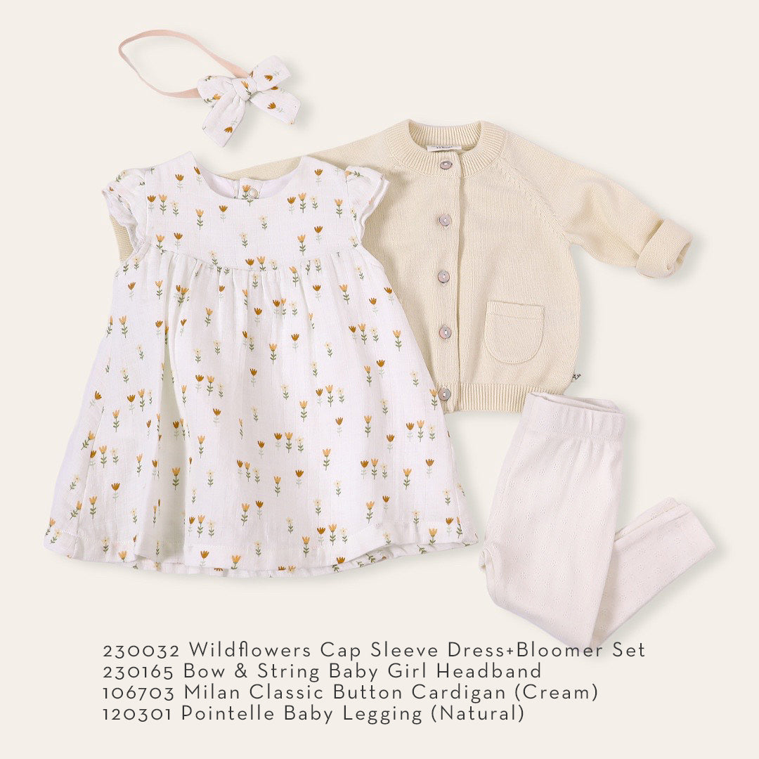 Wildflowers Cap Sleeve Baby Dress + Bloomer Set (Organic Muslin)