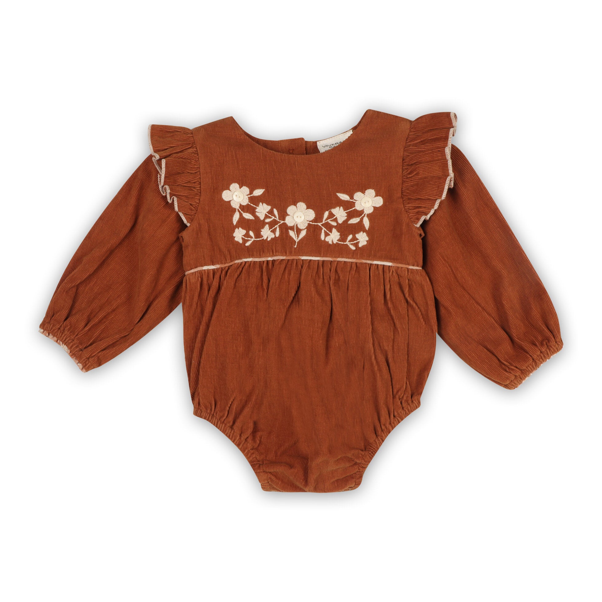 Floral Embroidered Baby Corduroy Romper (Organic)