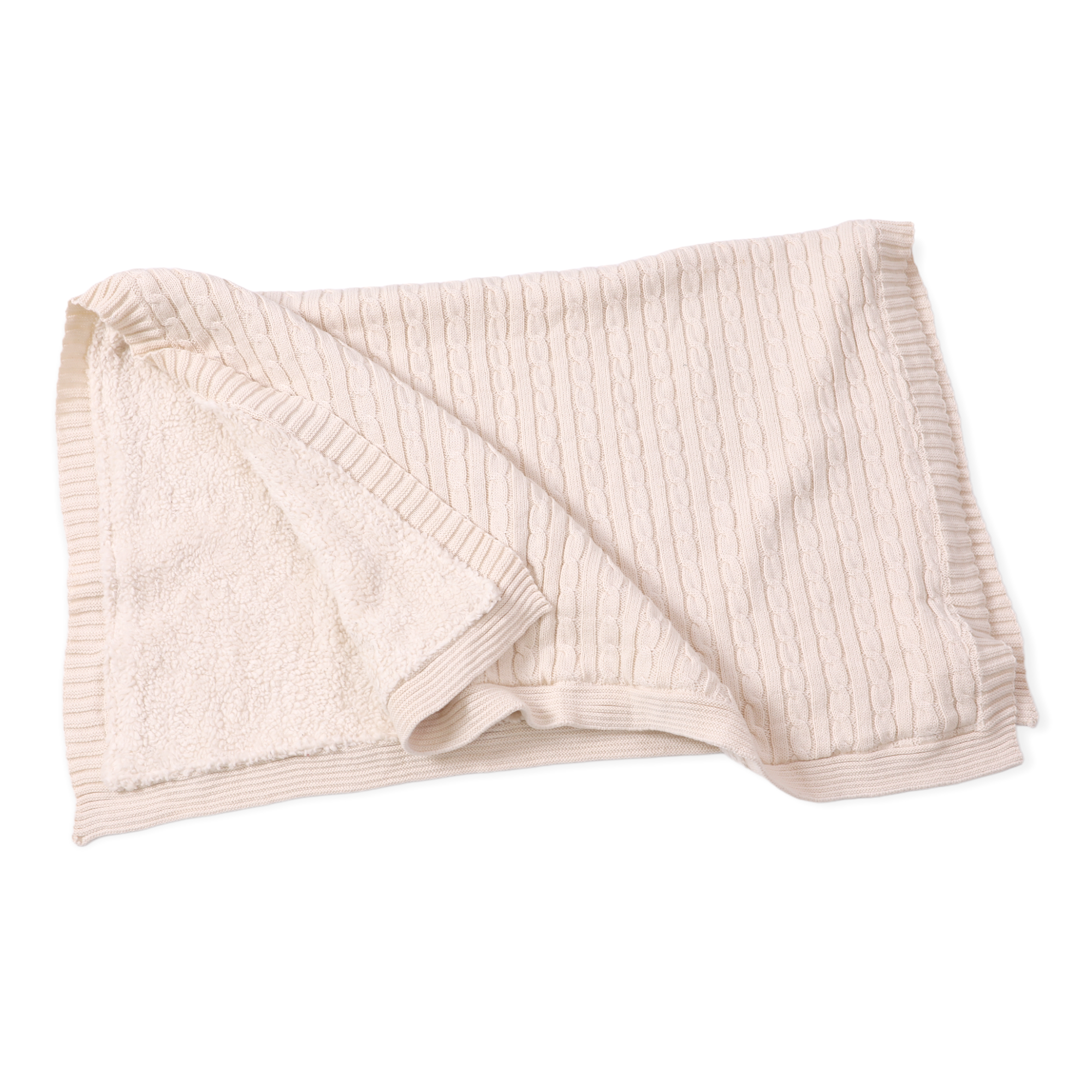 Cozy Sherpa Cable Knit Baby Blanket (Organic Cotton)