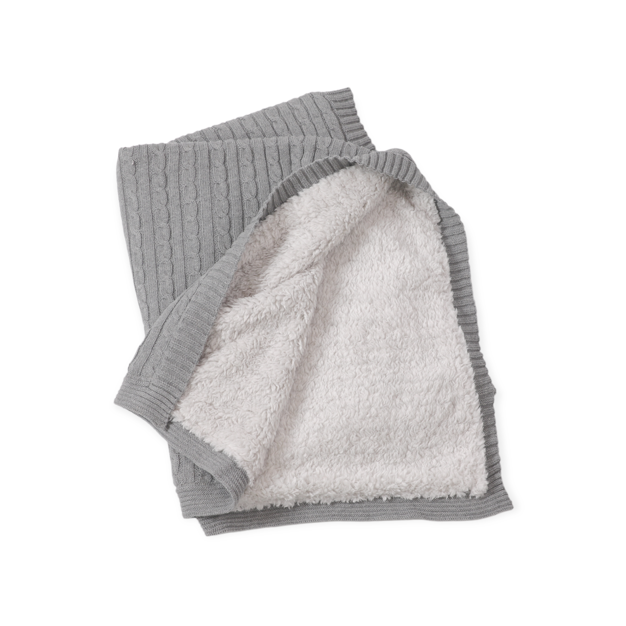Cozy Sherpa Cable Knit Baby Blanket (Organic Cotton)