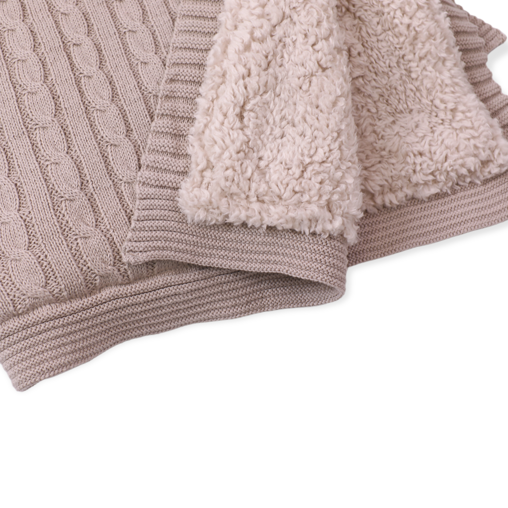 Cozy Sherpa Cable Knit Baby Blanket (Organic Cotton)