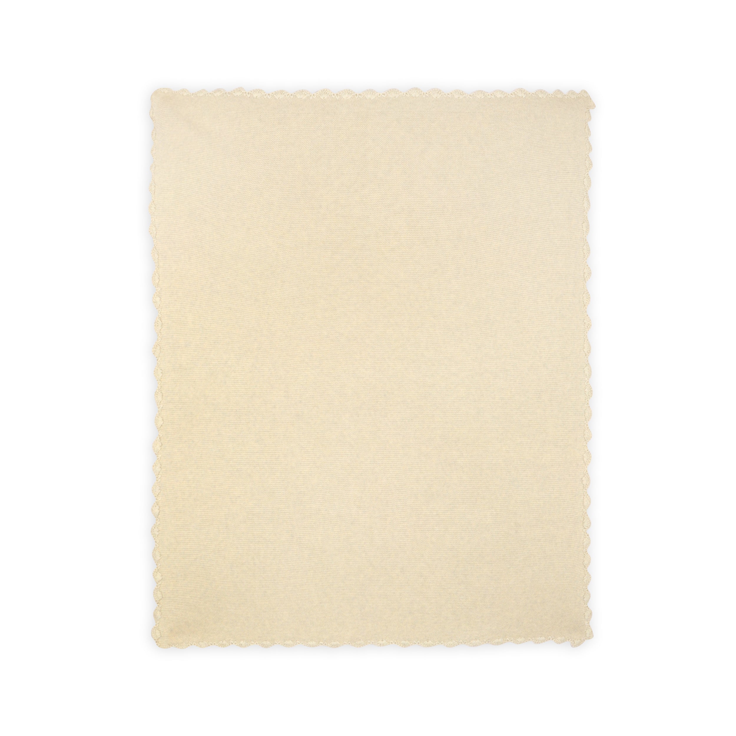 Scallop Edge Classic Knit Baby Blanket + Elephant Rattle Gift Set (Organic Cotton)